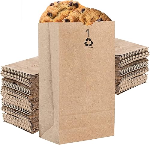 Stock Your Home Bolsas de papel kraft pequeñas de papel marrón de 1 libra (250 unidades) bolsa de tamaño mini para empacar alimentos para desayuno,