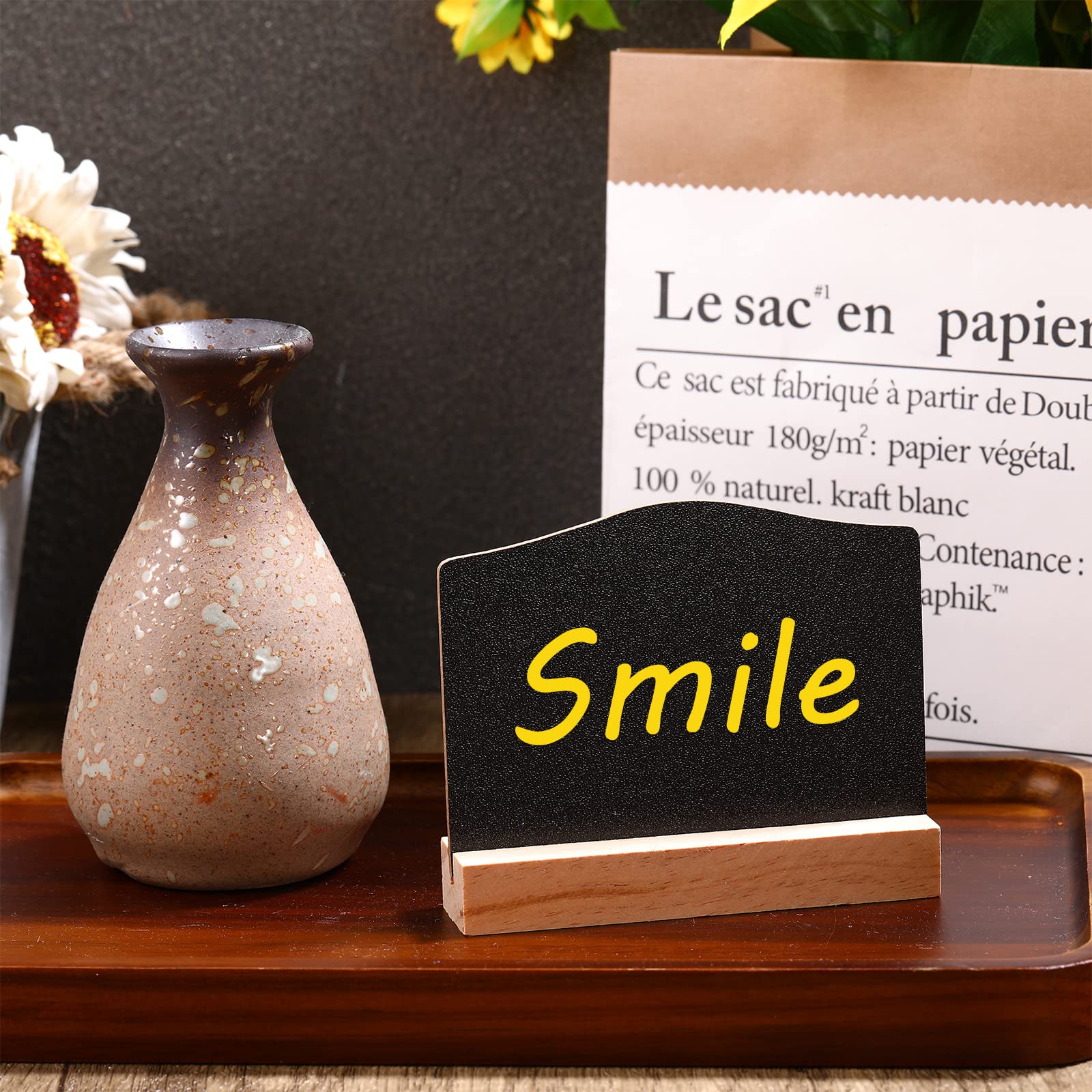 Mini Chalkboard Label Signs, 30 Pack Framed Easel Stand Wooden Blackboard For Buffet Food Signs, Wedding Place Cards,30 X Chalkboard Label 30 X Film 6 - View #9