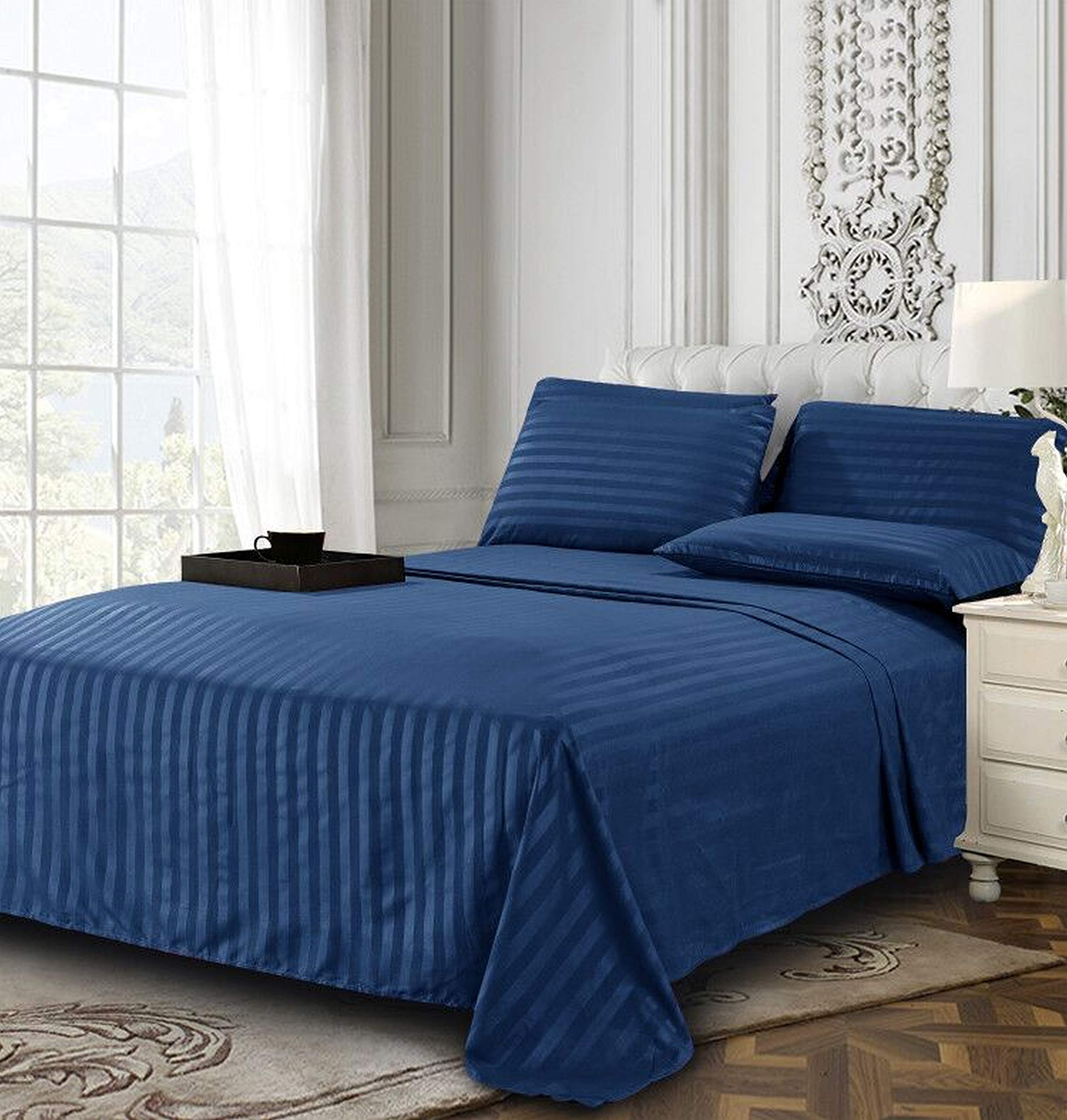 Amazon.com: Elegant Comfort Luxury Soft Bed Sheets Dobby Stripe