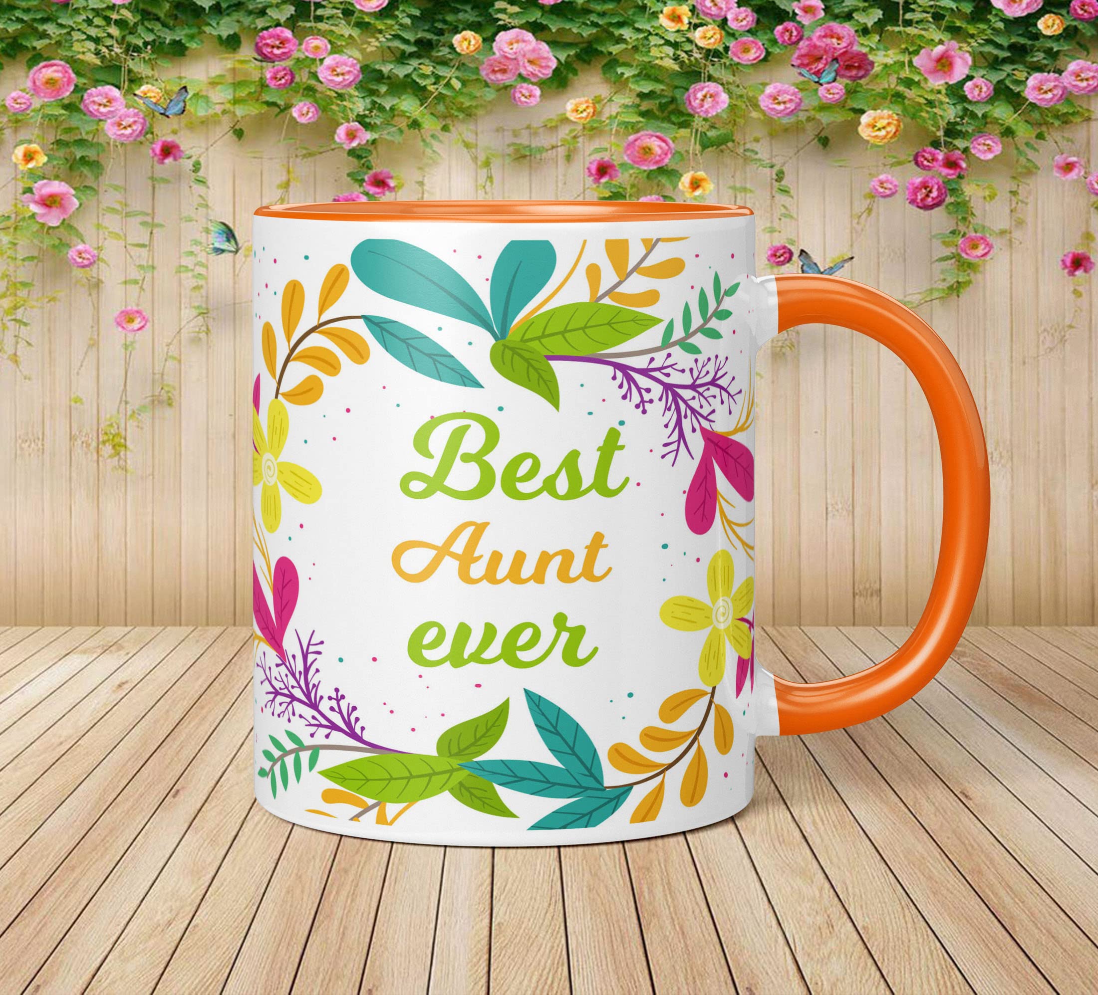 NH10 DESIGNS Best Aunt Ever Printed Coffee Mug for Aunty Best Birthday Anniversay Gift for Aunty Ji Aunt Written Tea Cups Colorful Mugs (Microwave Safe Ceramic Coffee Mug-350ml) - BEMFAM3TM 240