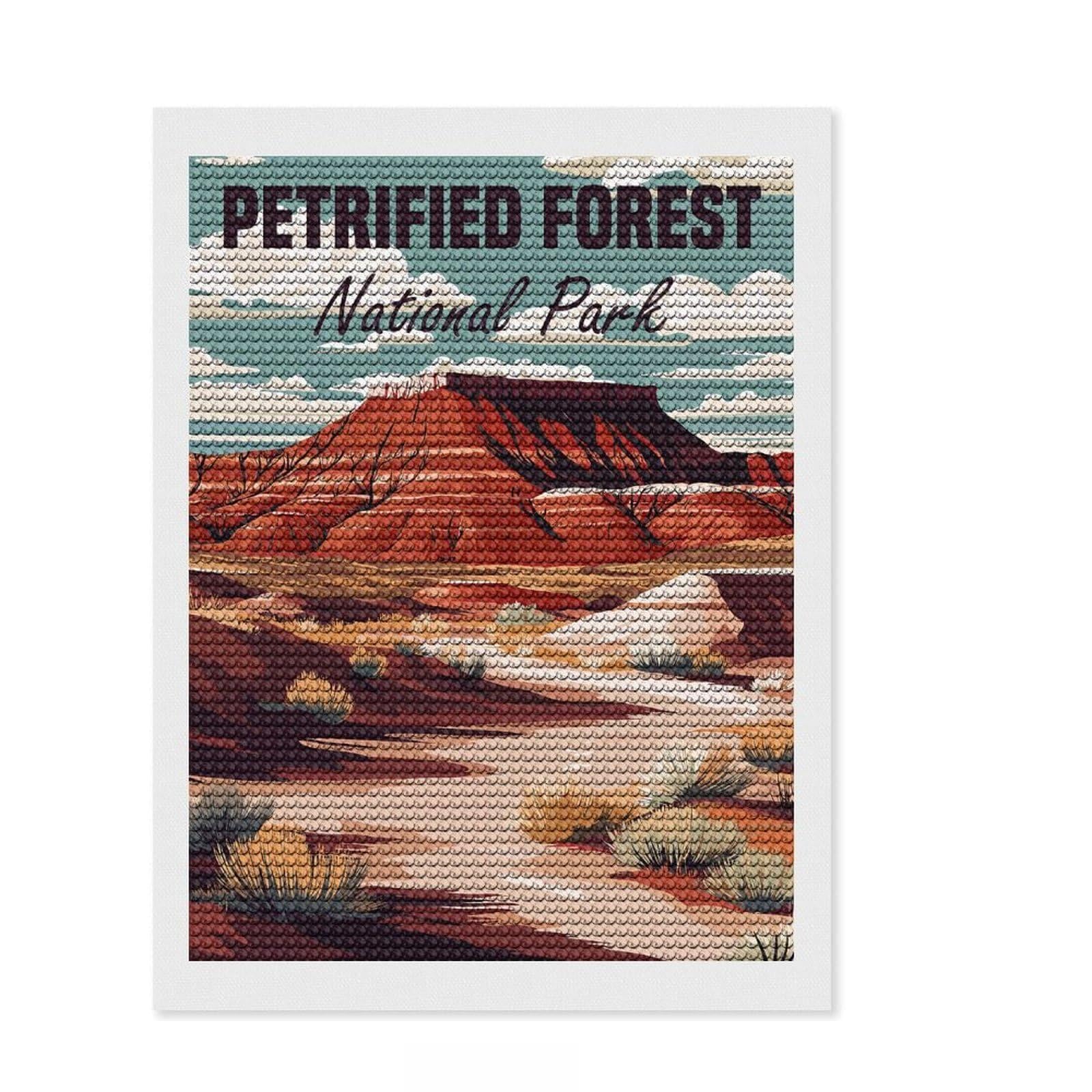 Junmoney Petrified Forest National Park Round Drill Diamond Painting 12"x16", Living Room Decor, for Creative Relaxation, Full Kit Included, Gift Idea
