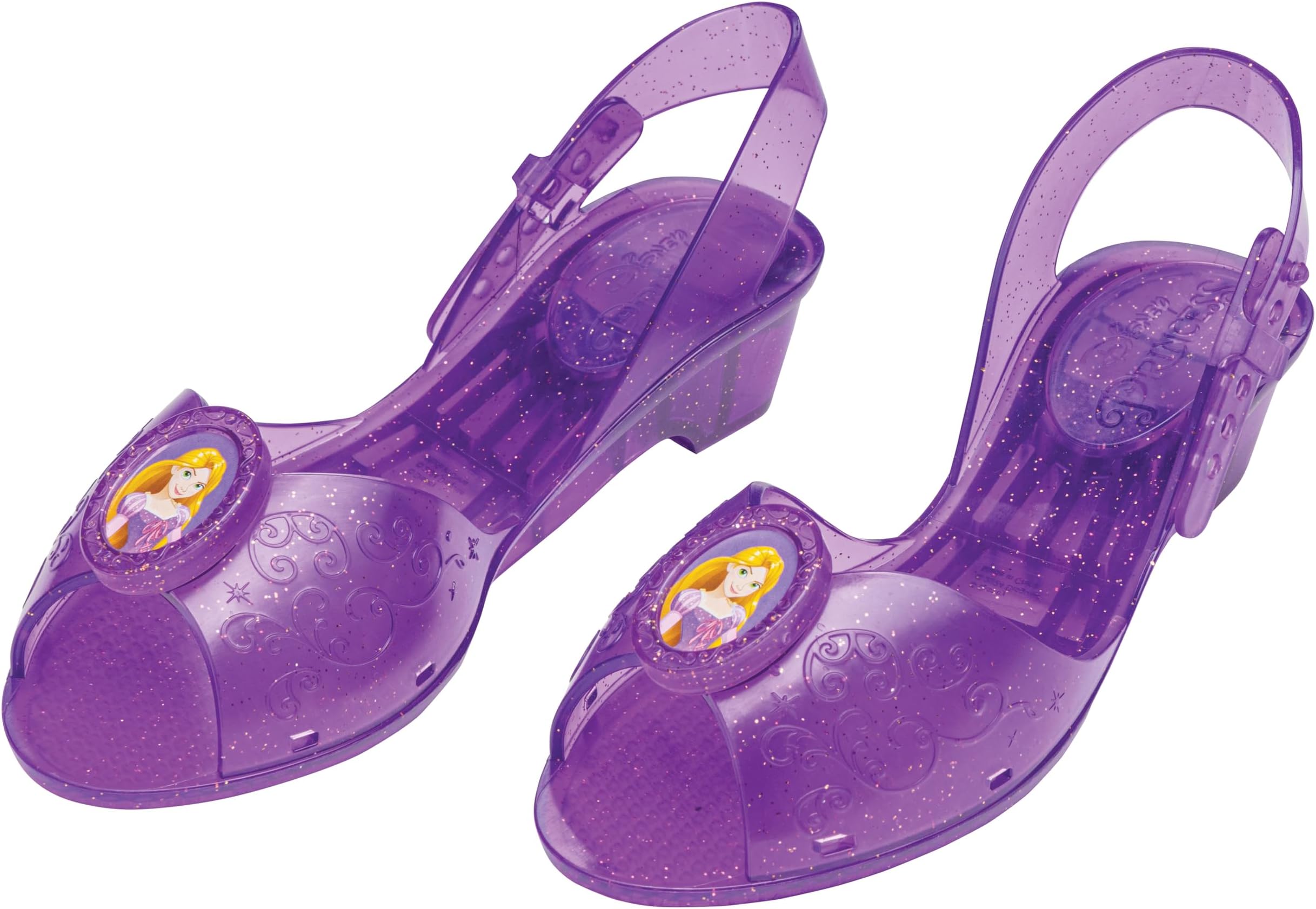Rapunzel Jelly Shoes, Official Disney Princess Costume Shoes with Rapunzel Emblem, Kids Size 11/12 Medium