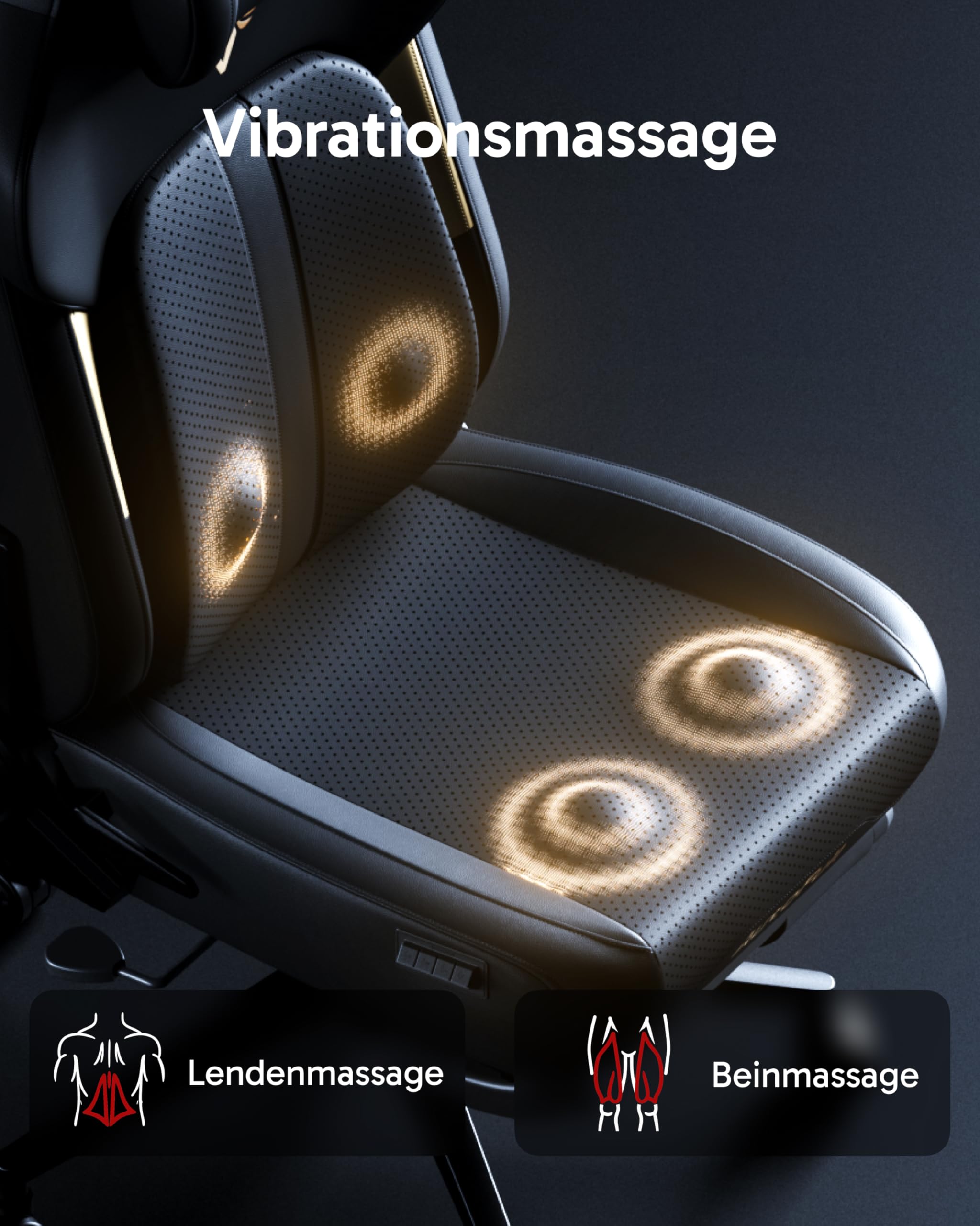 AutoFull M6 Ultra 2.0 Gaming Stuhl mit Massage, Schwarz | Heizung & Kühlung, adaptive Lordosenstütze, Fußstütze, 3D Kopfstütze, 360° Armlehnen, belastbar bis 150 kg