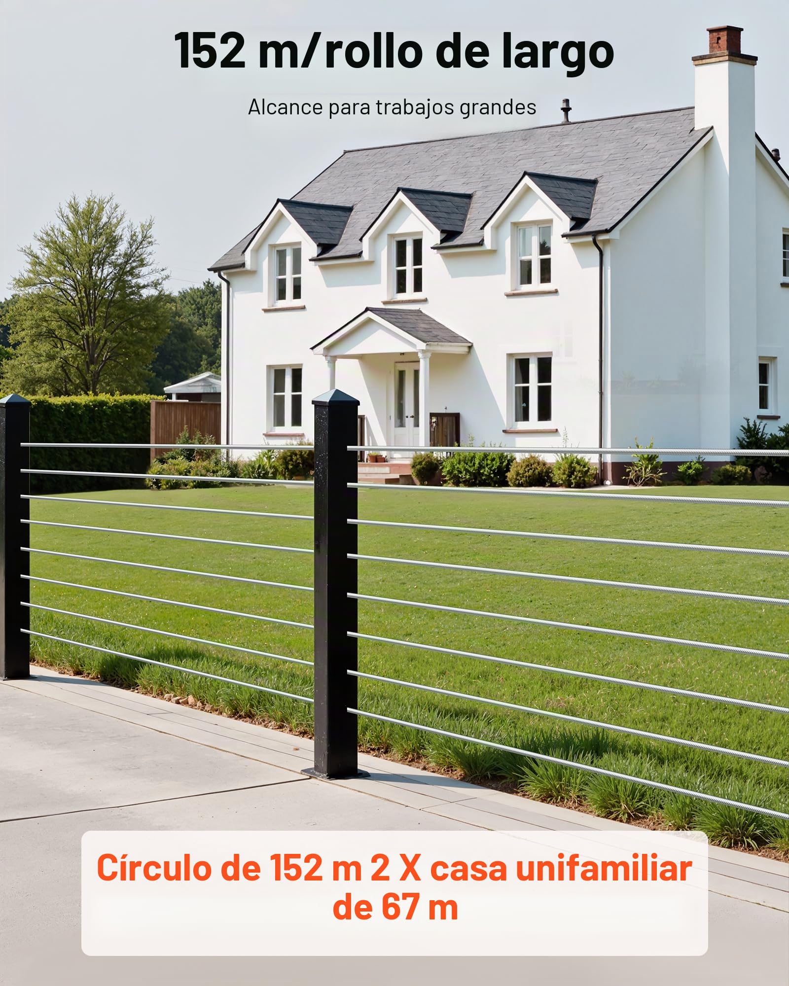 VEVOR Cable de Acero Inoxidable 316 Diámetro de 3,2 mm, Rollo de Cuerda de Alambre 152,4 m, Resistencia a la Rotura de 798,3 kg, Construcción de 1 x 19, para Barandillas y Enrejados de Jardín