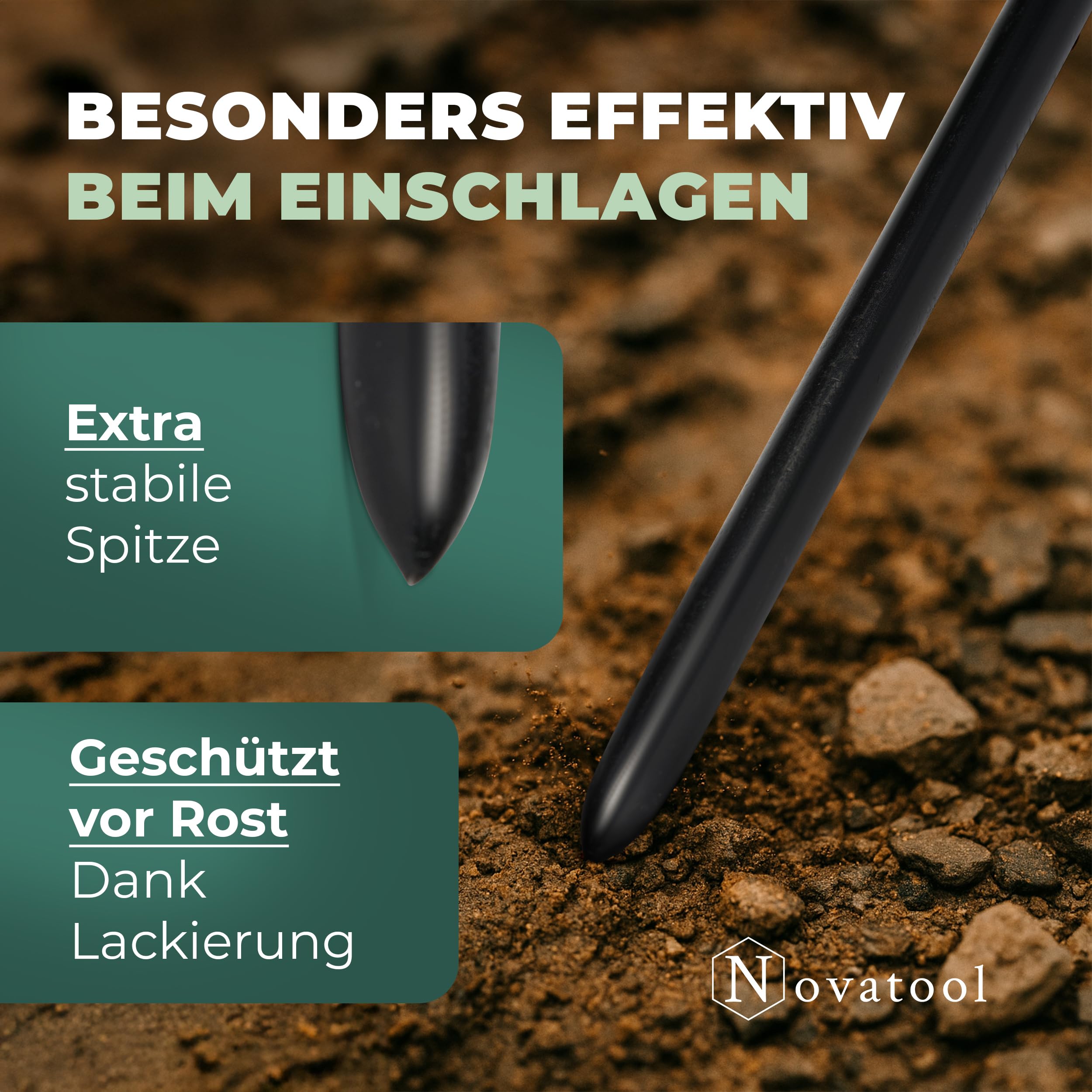 Novatool Set risparmio di 20 supporti per nastro di arresto Ø 12 x 1100 mm, colore rosso, per cantieri e giardino