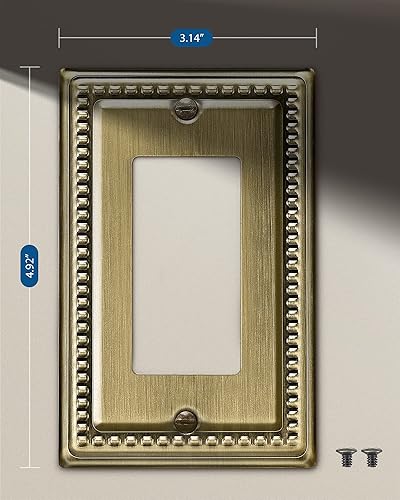 Miniatura 7 de DEWENWILS Paquete de 4 cubiertas de enchufe de metal, placas de pared de enchufe, placas de cubierta de interruptor de luz de latón antiguo, 4.92 x