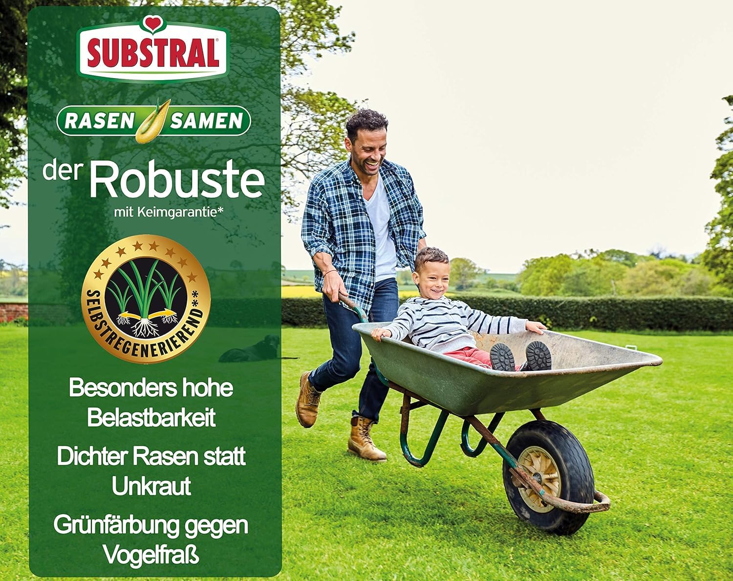 Substral Rasensamen Der Robuste Sport - und Spielrasen Einzigartige Strapazierrasen - Mischung 1kg für 50 m²