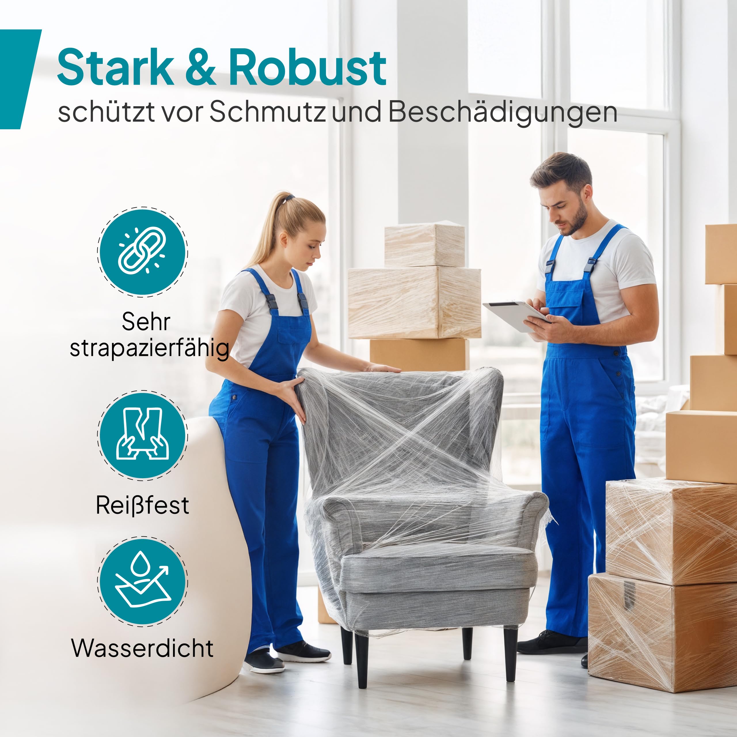 Commerline Stretchfolienrolle 50 cm 1500 g 6 Rollen Transparent