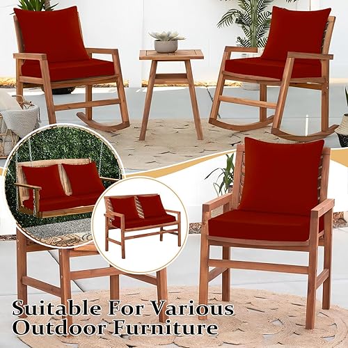 Miniatura 6 de Cozyide Juego de cojines de patio para exteriores, impermeables, para sillas de exterior, cojines de espuma viscoelástica de 24 x 24 pulgadas,