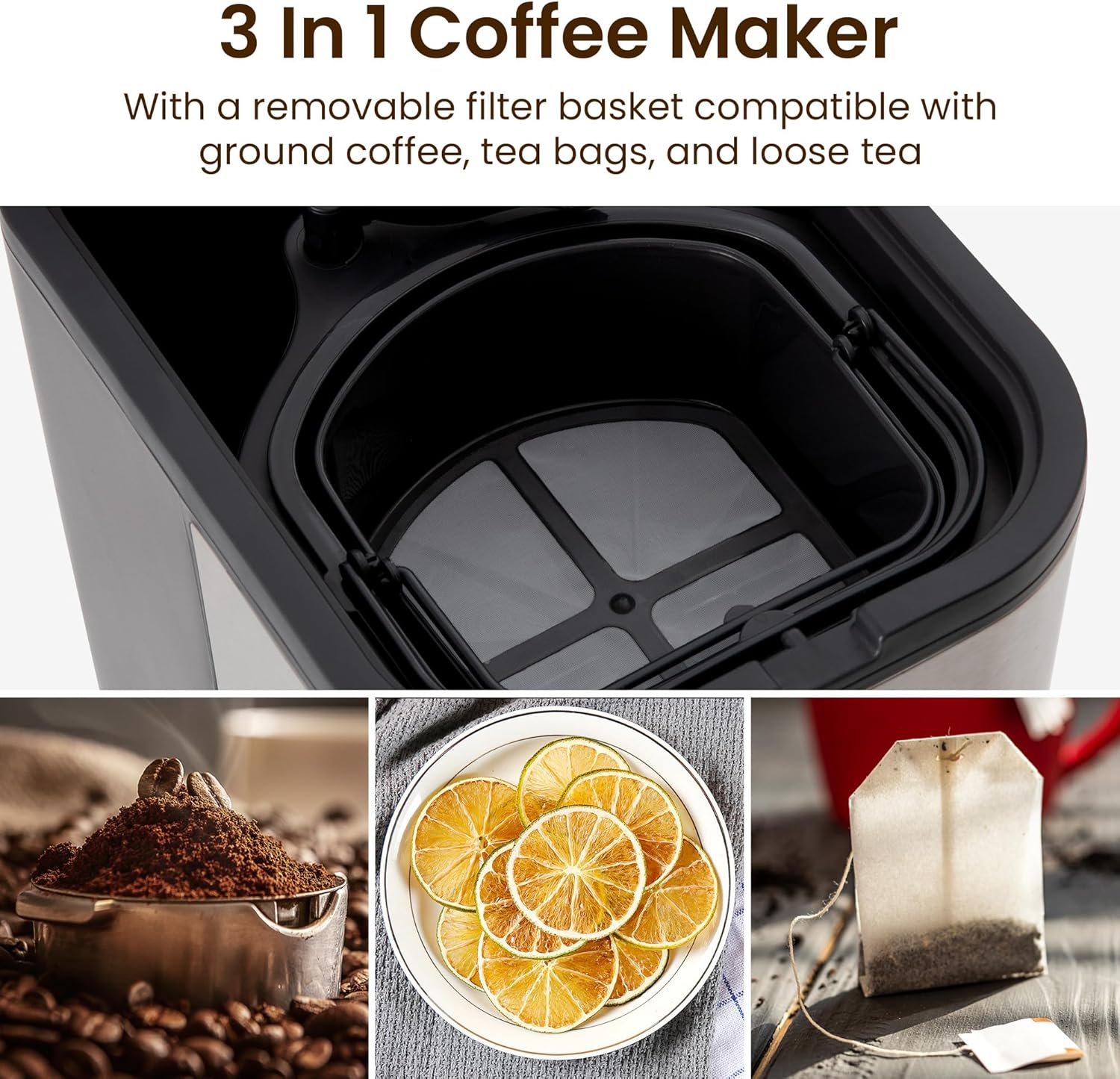 3-in-1 Coffee and Tea Machine Brewing System with 2.5 Quart Pitcher, Iced Tea Maker and Iced Coffee Maker, Strength Selector, Perfect For Tea, Coffee, Lattes, Lemonade