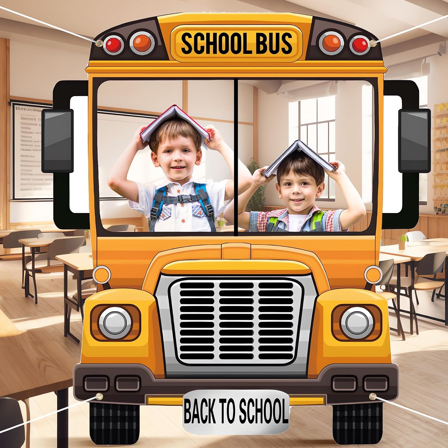 Chunful School Bus Photo Prop Backdrop Photo Booth