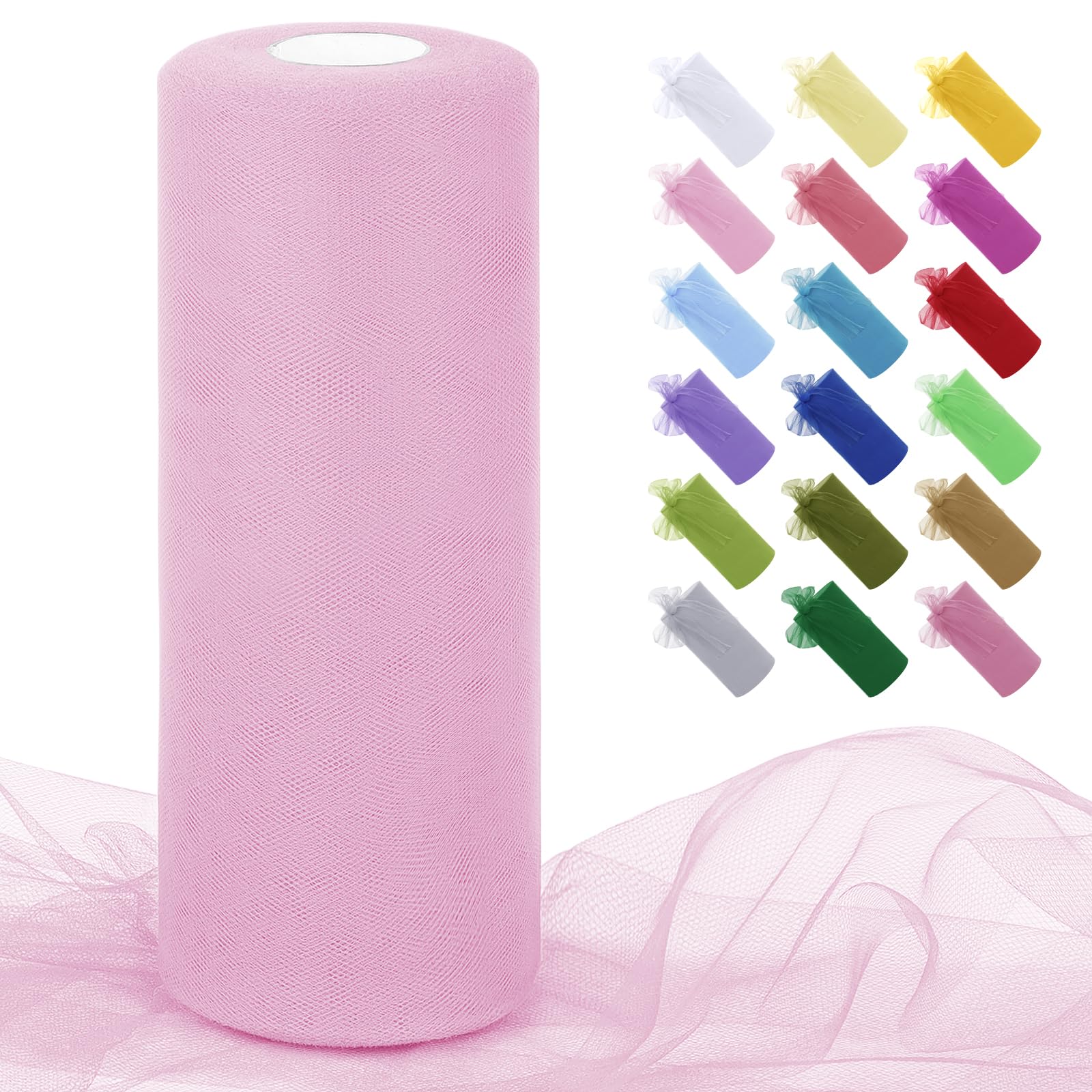 Uiopa Pink Tulle Fabric Roll 30cm x 91m Polyester Netting Fabric Mesh Tulle Ribbon for Tutu Skirts, Gift Wrapping, Birthday/Party/Wedding Decoration, DIY Projects