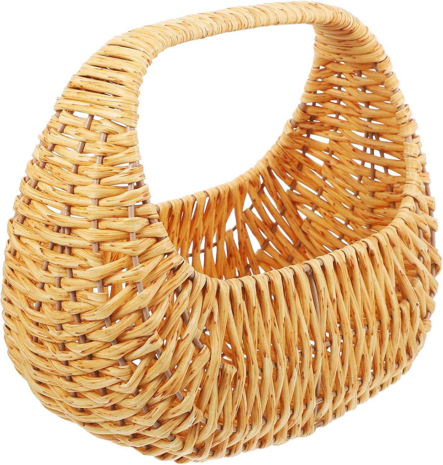 Handwoven Wedding Flower Girl Basket Vintage Woven Candy Basket with Handle for Bridal Ceremony and Home Decoration