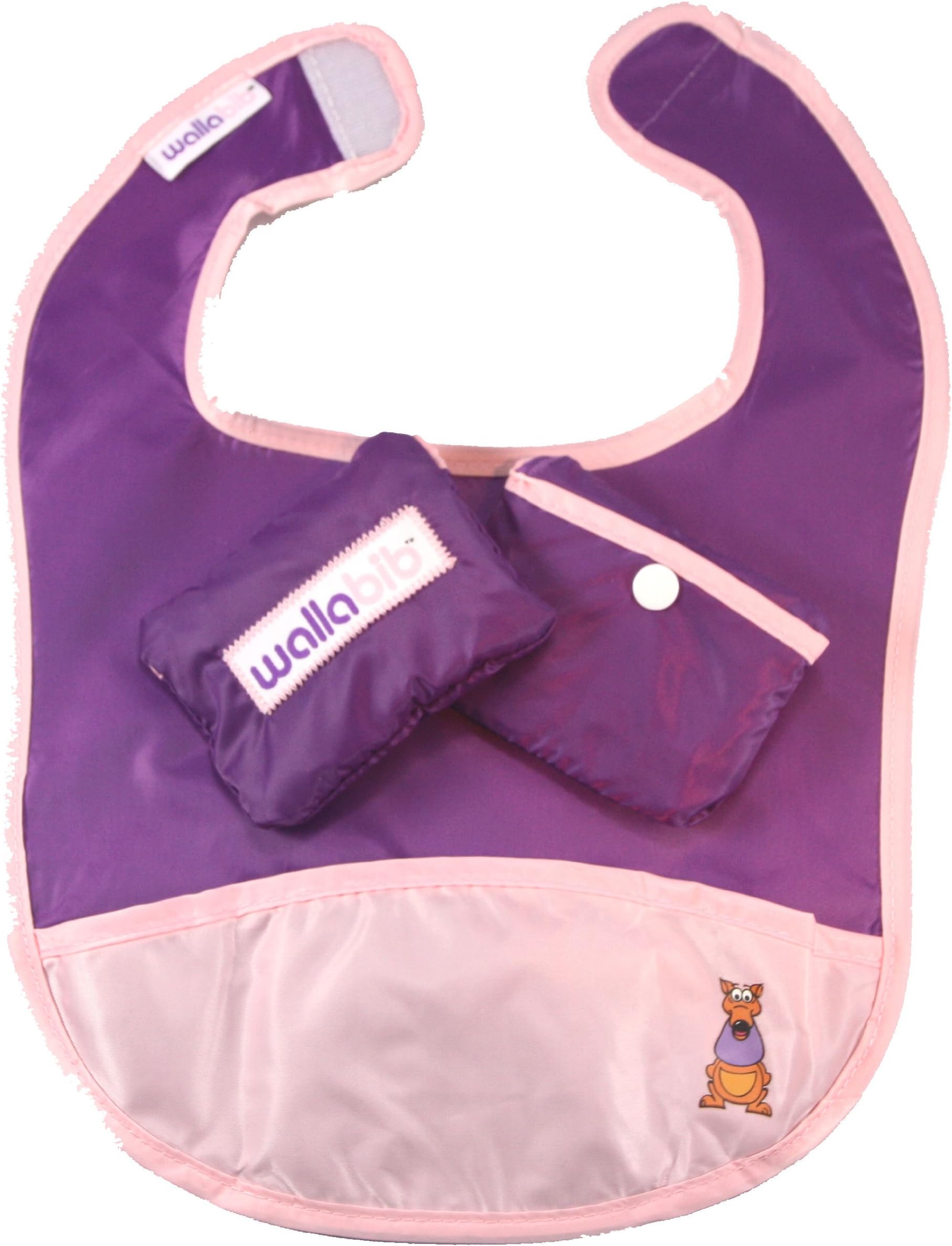 Pocket Bib for the Baby on the Go - Mess Free Travel Pouch (Purple)