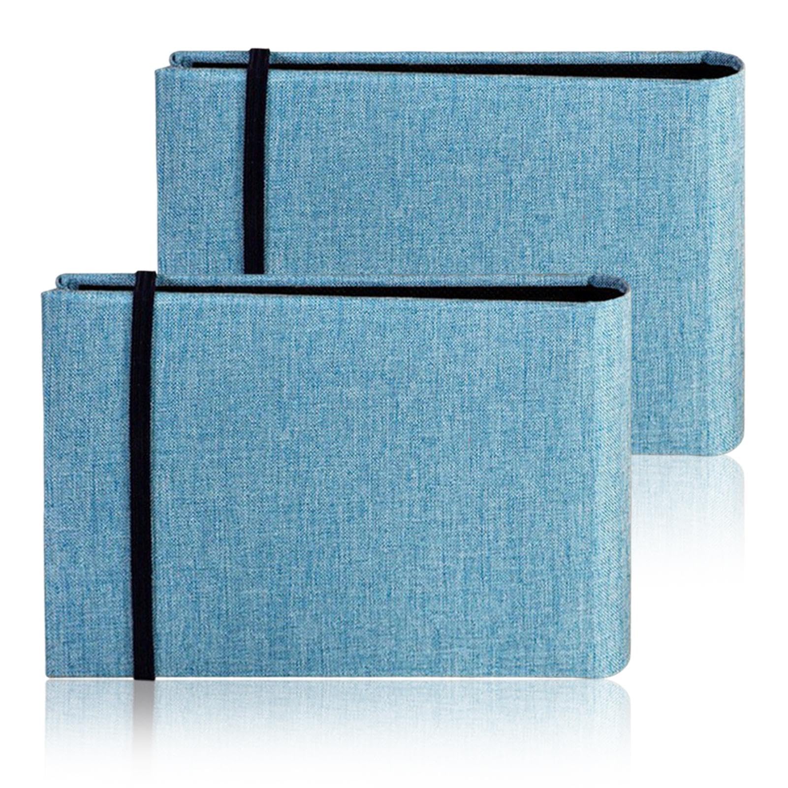 HONRIGO 2 Pack Small Photo Albums 6x4,Slip In Albums 200 Photos Mini Flip Linen Memory Book for Baby Wedding Holiday Travel Family Birthday (Blue)