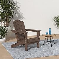 Vista 200 de KINGYES - Silla Adirondack plegable, sillas de patio de polietileno de alta densidad para todo tipo de clima, silla de césped con textura de madera