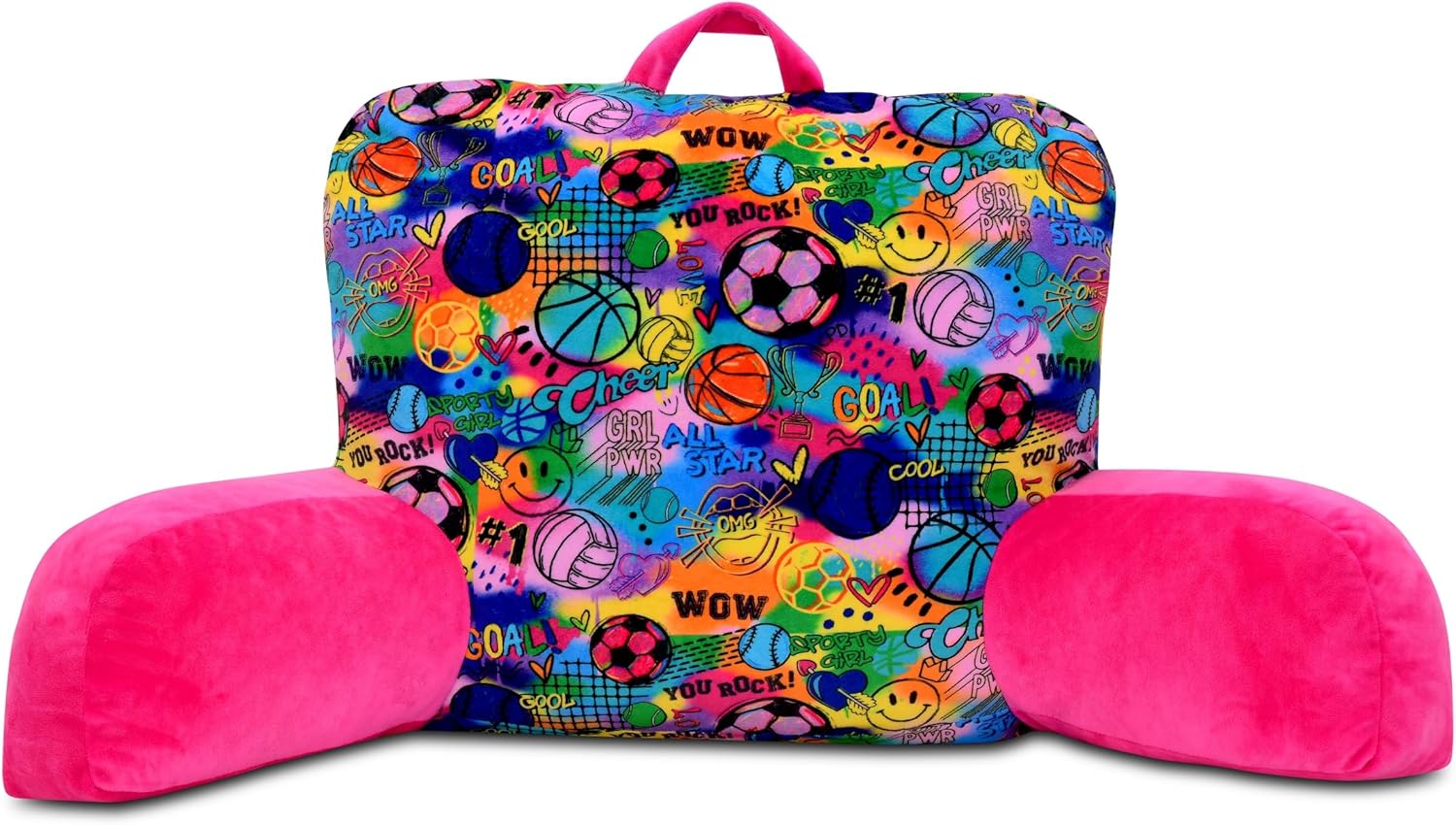 iscream + Corey Paige Designs Silky Soft Plush 19" x 15.5" Lounge and Reading Bed Support Pillow - Sporty Girl