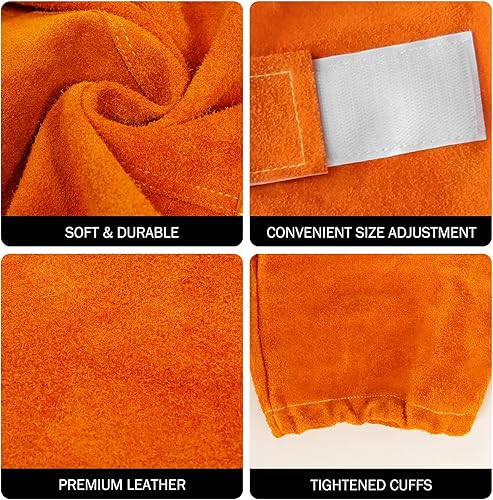 Miniatura 3 de Mangas de trabajo de soldadura de cuero, protección de brazo resistente al calor y al fuego, protector de brazo de trabajo resistente, mangas