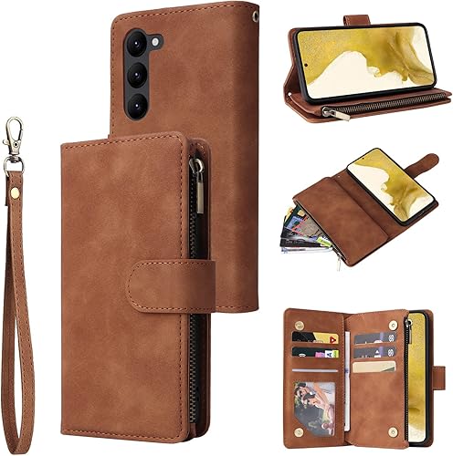 Miniatura 8 de Miimall Funda tipo cartera compatible con Samsung Galaxy S23 Ultra con tarjetero y tarjetero de piel sintética