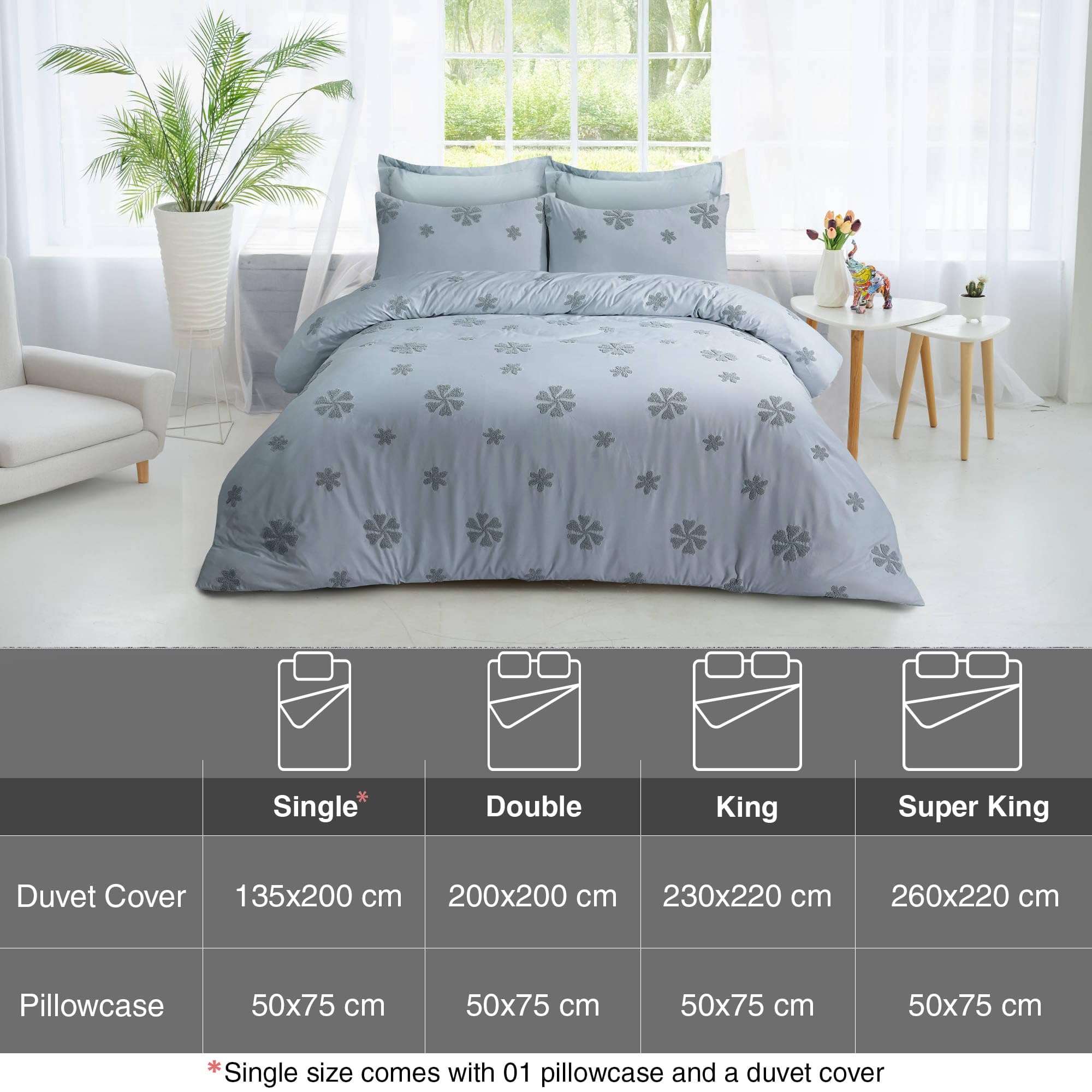 LYMA Bedding Duvet Cover Set Double Flower Tufted, OEKO-TEX Certified - Image 4