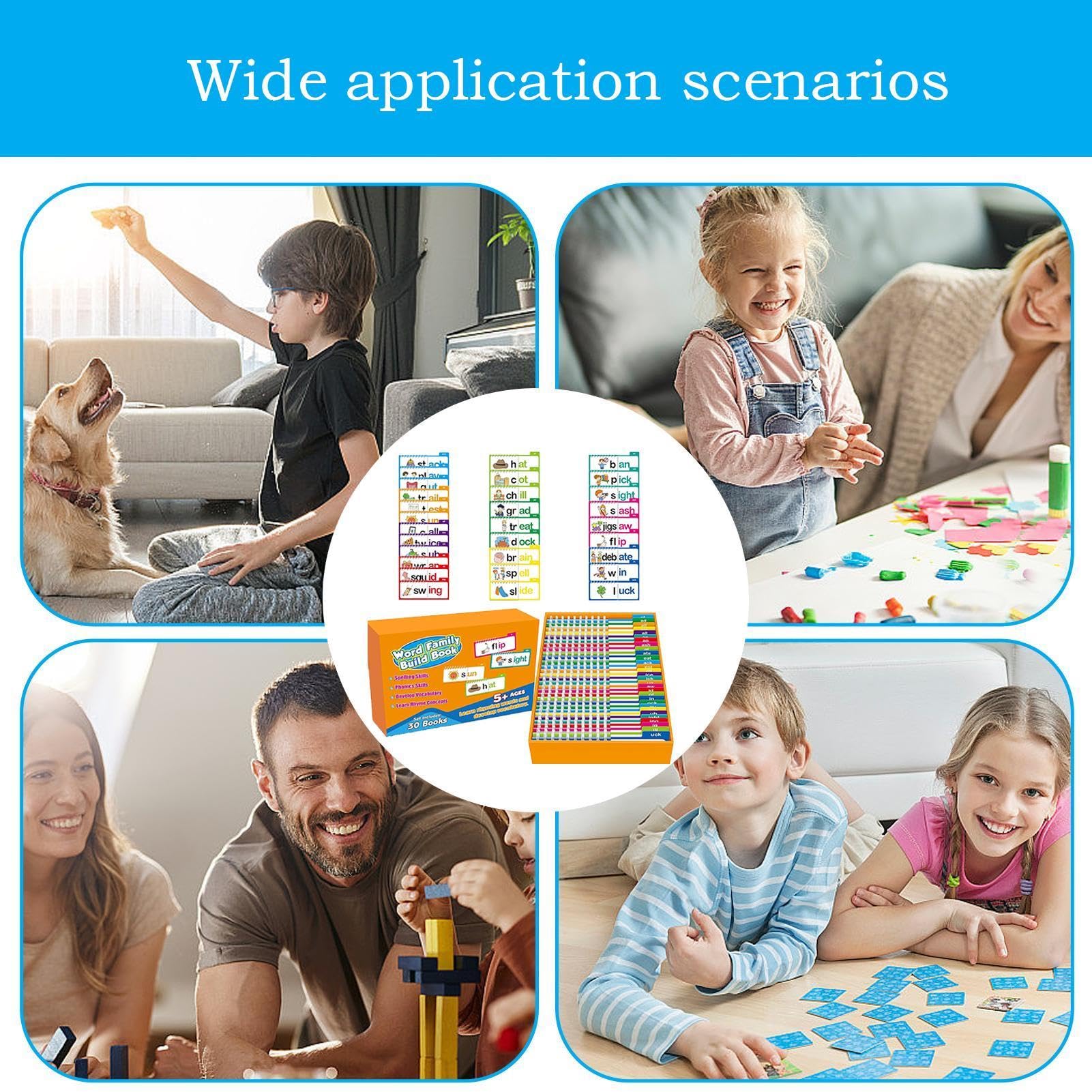 30 Livrations de Lecture et de Rime, Livre de Build de Famille de Mots, Lettres de Mots de Mots Sonne Cartes Flash, Livre d'activité de vocabulaire, Jeux de phonique en Lecture éducative