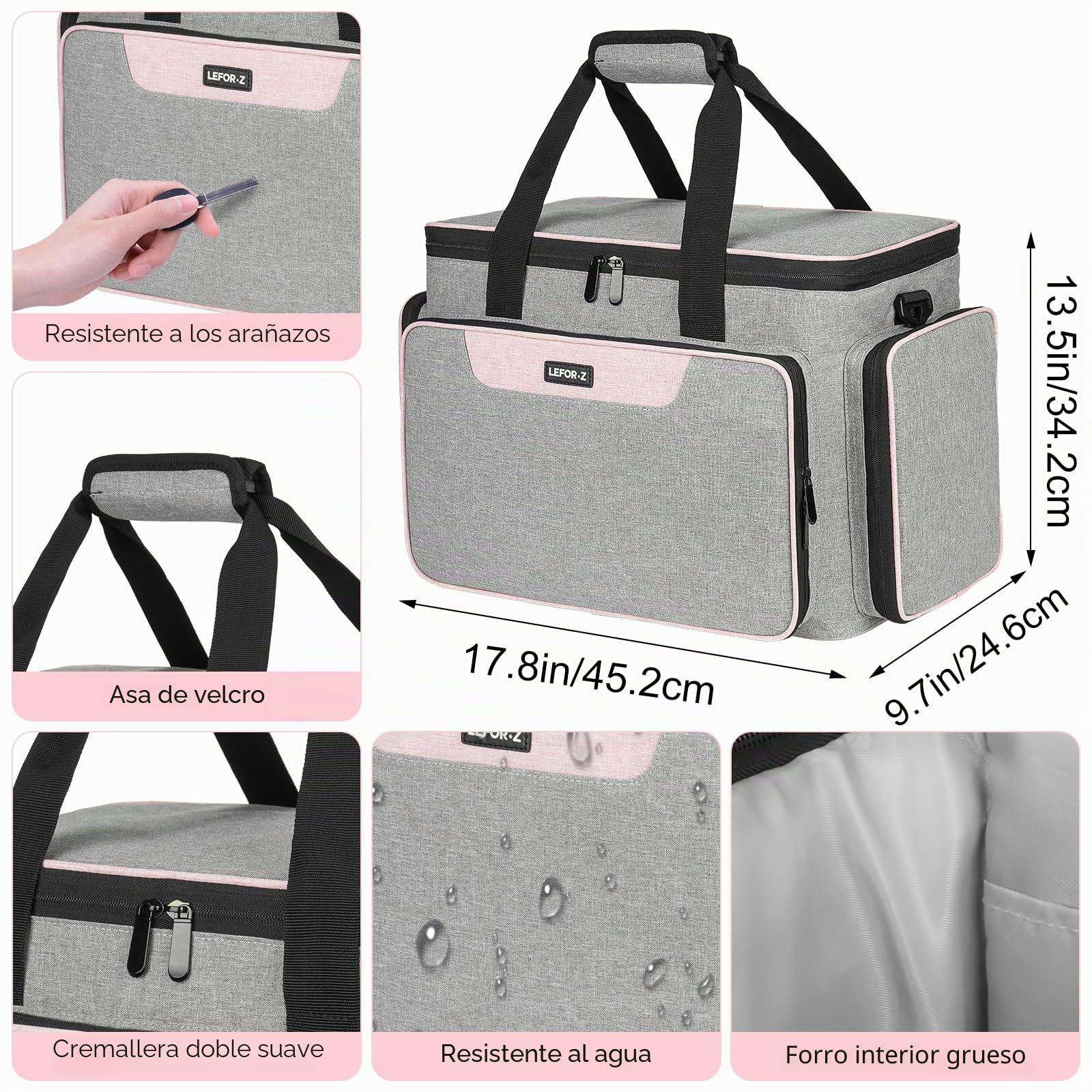 LEFOR·Z Bolsa para máquina de coser, bolsa para máquina de coser con bolsillos para máquinas de coser y accesorios de costura, bolsa de costura adecuada para la mayoría de Singer, Brother, Janome en