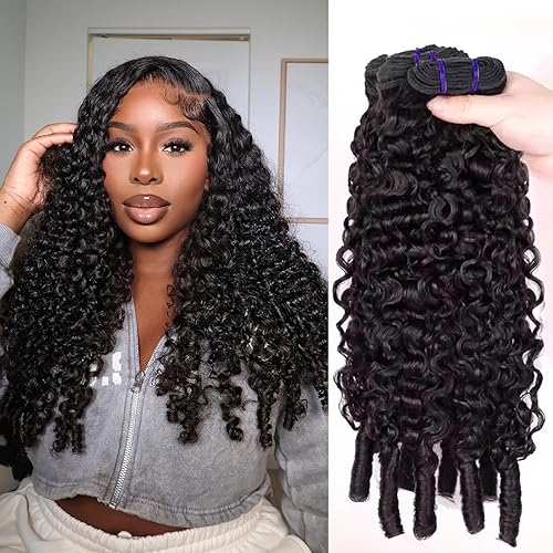 Burmese Curly Bundles Human Hair 18 20 22 Inch 100% Unprocessed Quick Weave Hair Water Wave 3 Bundles 3C4A Deep Curly Hair with Spiral Curls Double Weft Natural Color
