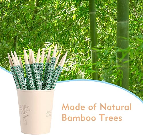 Miniatura 3 de 32 palitos de bambú de manzana y caramelo, brochetas puntiagudas de madera de manzana caramelo con diamantes de imitación de malla, barra de