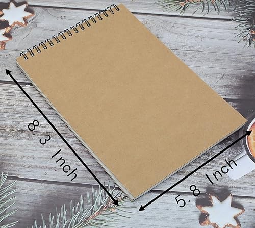 Miniatura 2 de 5 cuadernos de bocetos A5, blocs de bocetos en espiral encuadernados en la parte superior, 30 hojas (60 páginas), papel grueso de 120 GSM, para