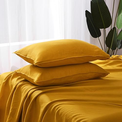 Miniatura 3 de Juego de 2 fundas de almohada de lino 100% lino natural francés, fundas de almohada de lino lavado que absorben la humedad, tamaño King (20 x 40