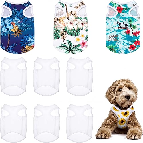 Frienda 8 Pieces Sublimation Blank Dog Shirt Heat Transfer Dog Tank Top Heat Press Lightweight Pet Apparel Pajamas Puppy Vest Cool Breathable Clothes for Small Medium Wearing All Seasons & Holidays(L)
