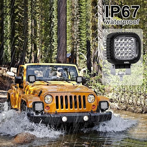 Miniatura 10 de Kawell Luz de conducción LED de 48 W, luz antiniebla adicional, 6000 K, reflector, luces LED IP67, luz de trabajo LED impermeable para todoterreno,