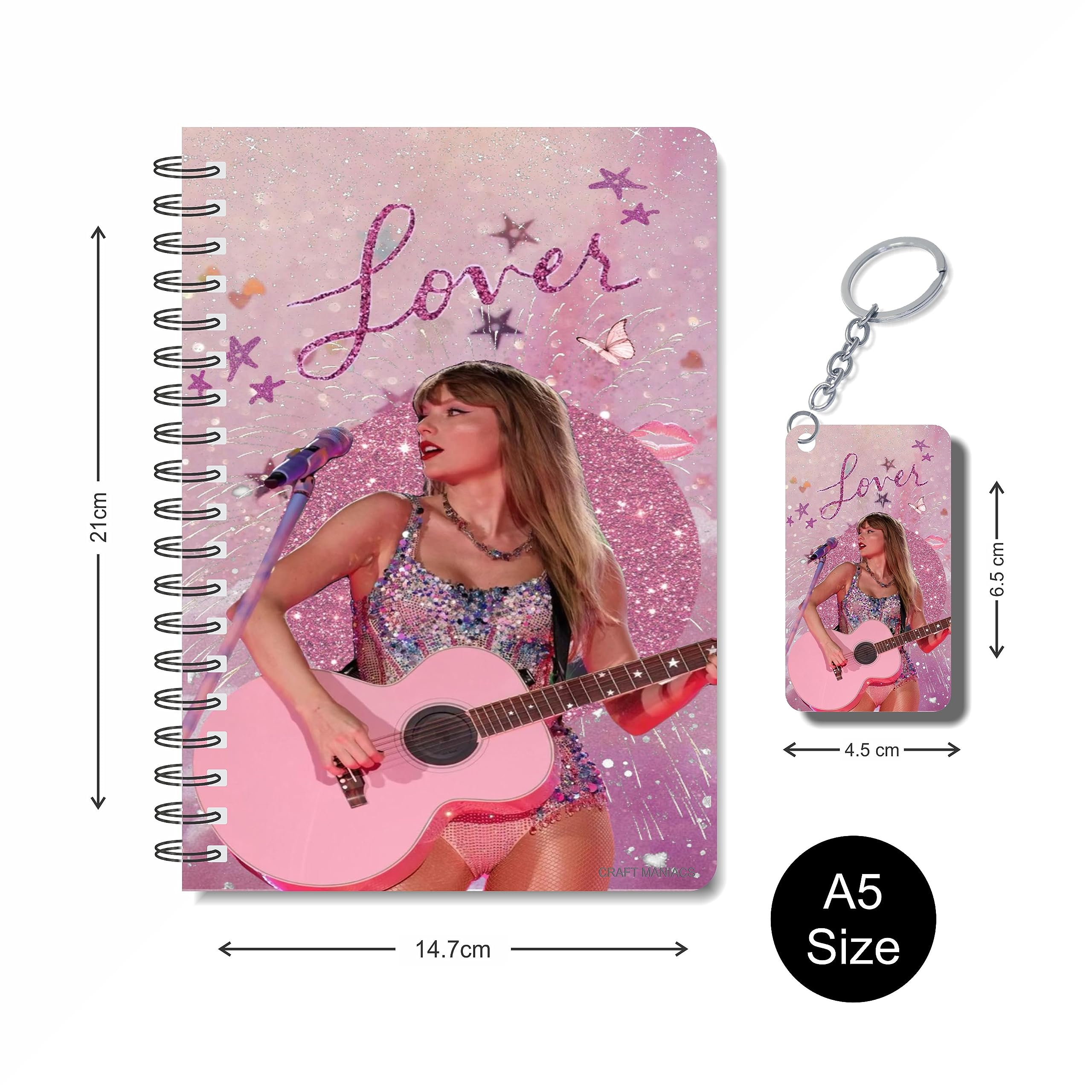 CRAFT MANIACS TAYLOR SWIFT GLITTER & PINK LOVER GUITAR ROUND