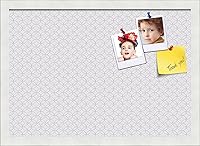 Vista 113 de PinPix Tablero de anuncios de corcho de 12 x 12 pulgadas. Este tablero decorativo enmarcado viene con diseño de círculos B W y un marco blanco