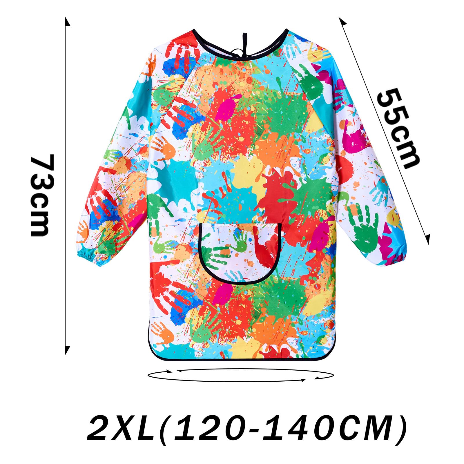 COSBERY 2Pcs Kids Painting Apron for Age 7-12 Years, Waterproof Children's Art Craft Aprons with Large Pockets, Long Sleeve for Painting,Cooking,Eating, Lovely and Colourful Smocks - Image 2