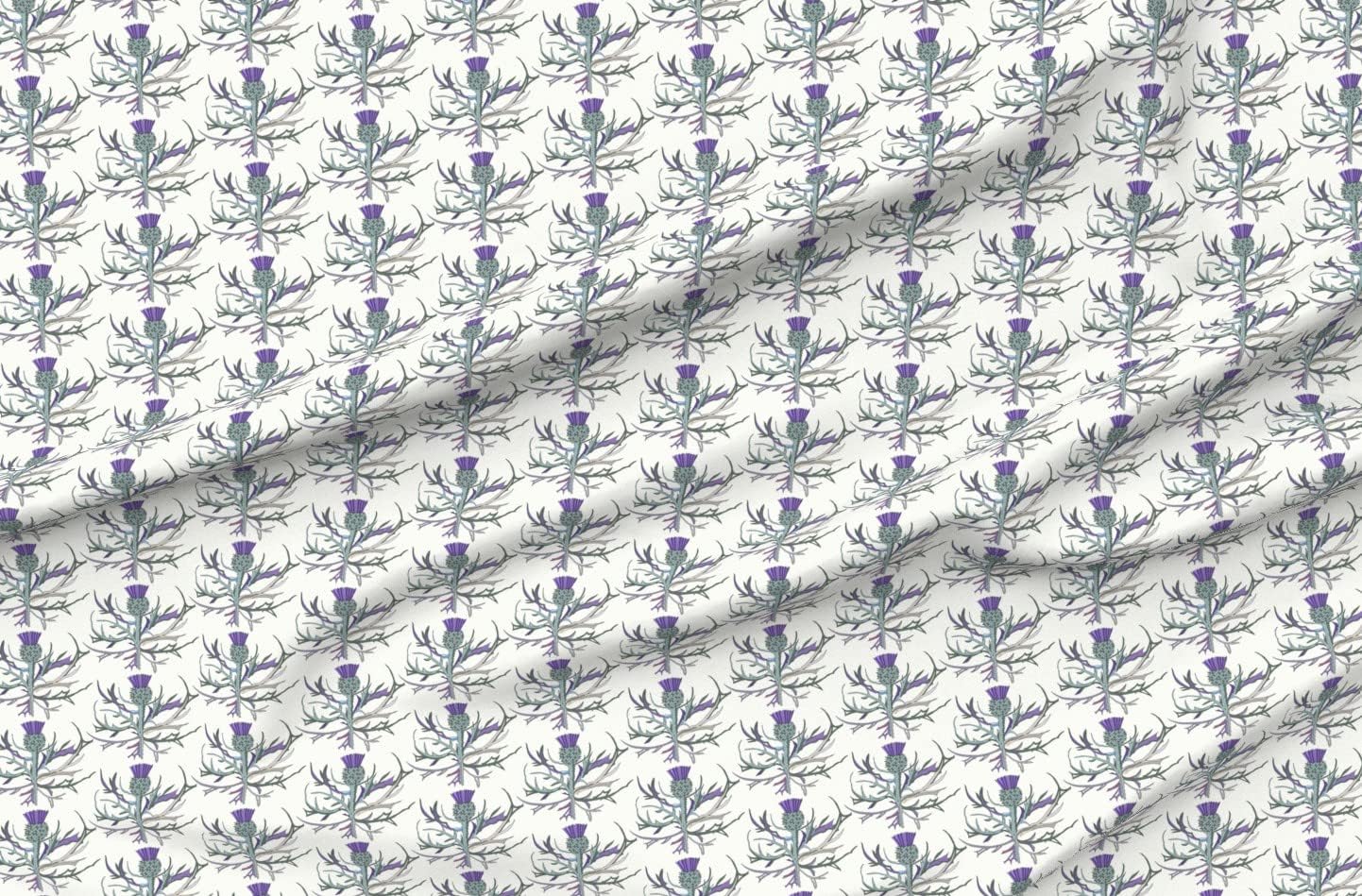 Spoonflower Fabric - Scottish Garden Thistle Cream Thistles Scotland Printed on Upholstery Velvet Fabric by The Yard - Upholstery Home Decor Bottomweight Apparel