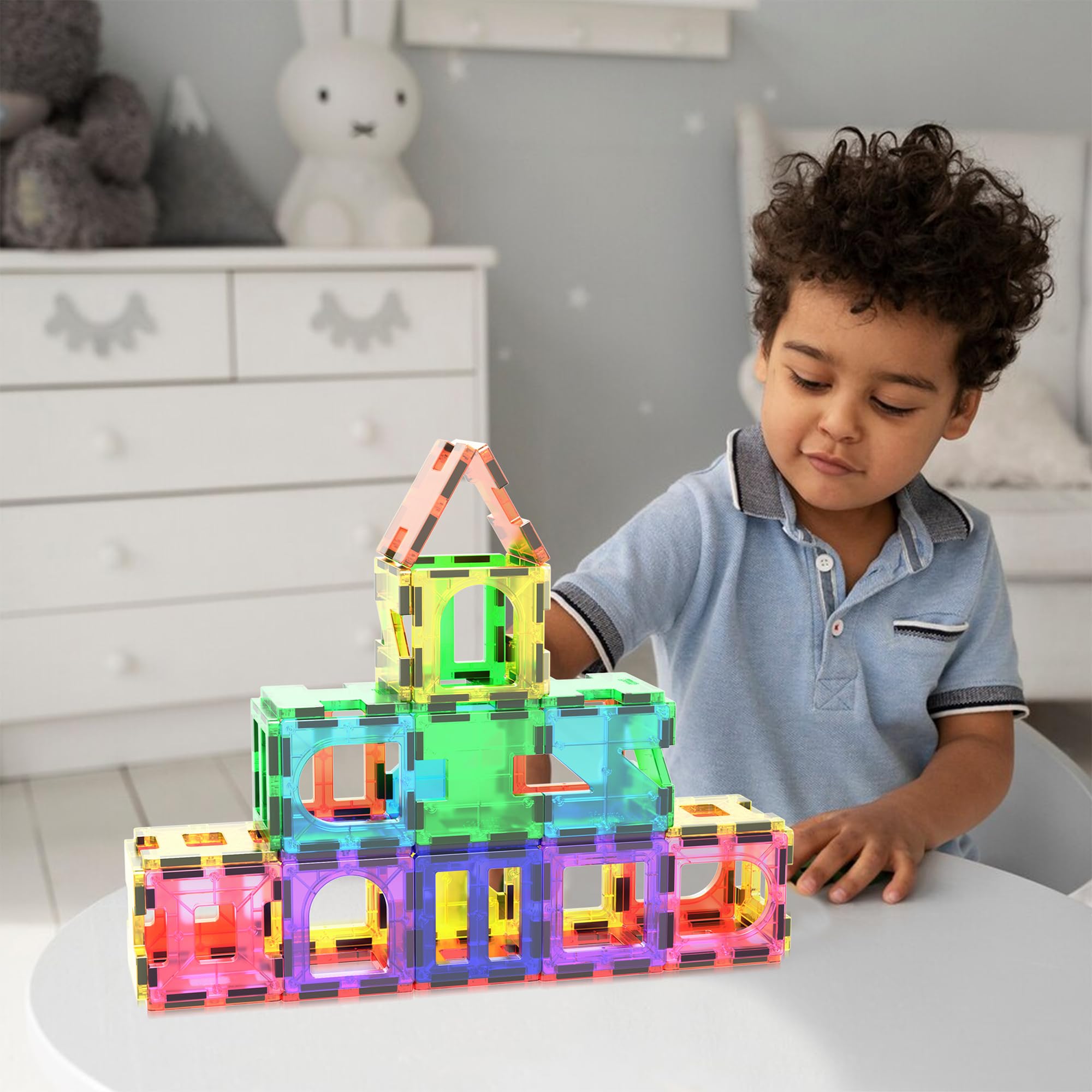 PicassoTiles PT42 Designer Artistry Kit 42pcs Set Magnet Building Tiles Clear Color Magnetic 3D Building Block - Creativity Beyond Imagination! Educational, Inspirational, Conventional, Recreational