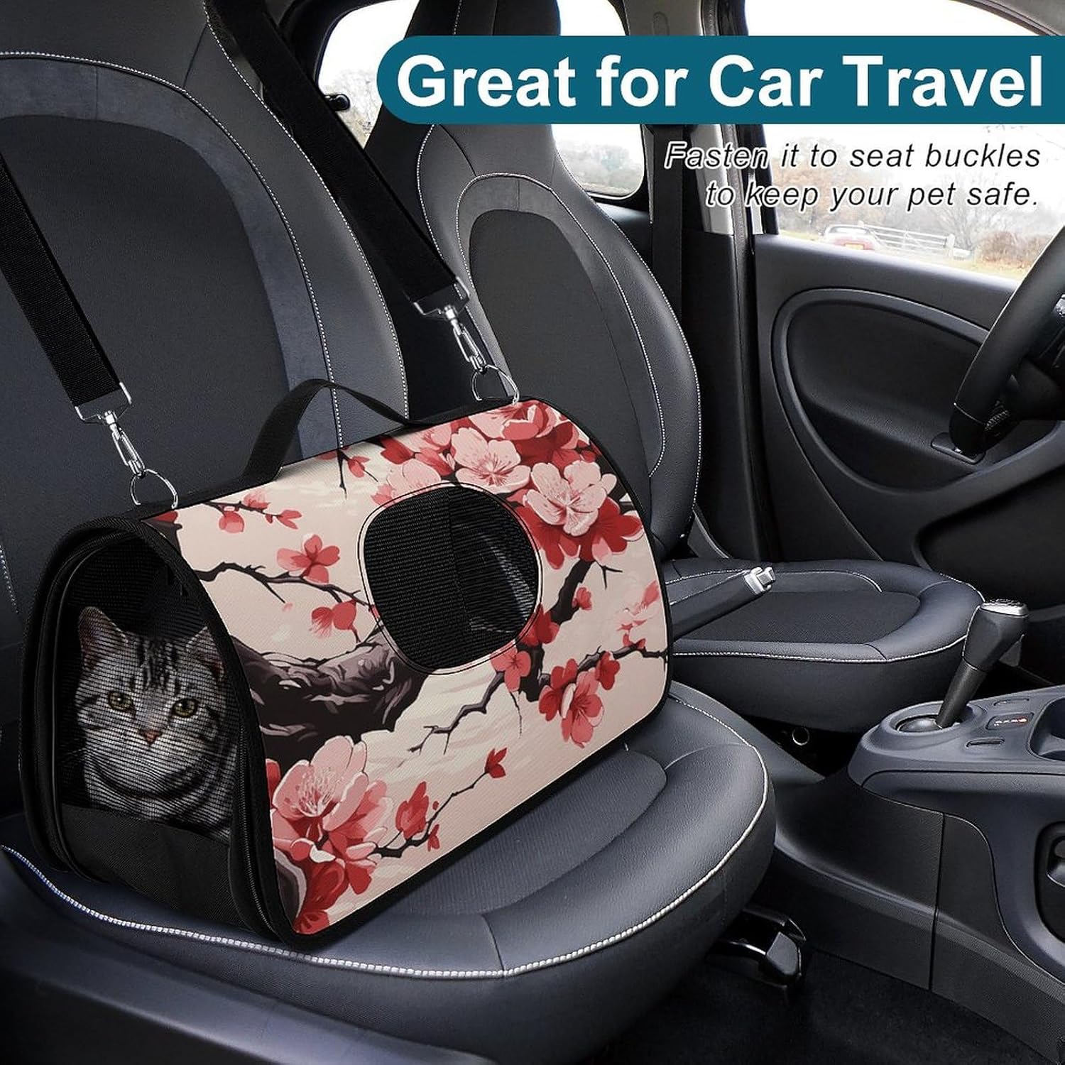 Pet Handbags, Cherry Blossom Printed Pet Handbags,folding Pet Bags,new Pet Handbags,universal Pet Handbags, 45X26X23.5cm