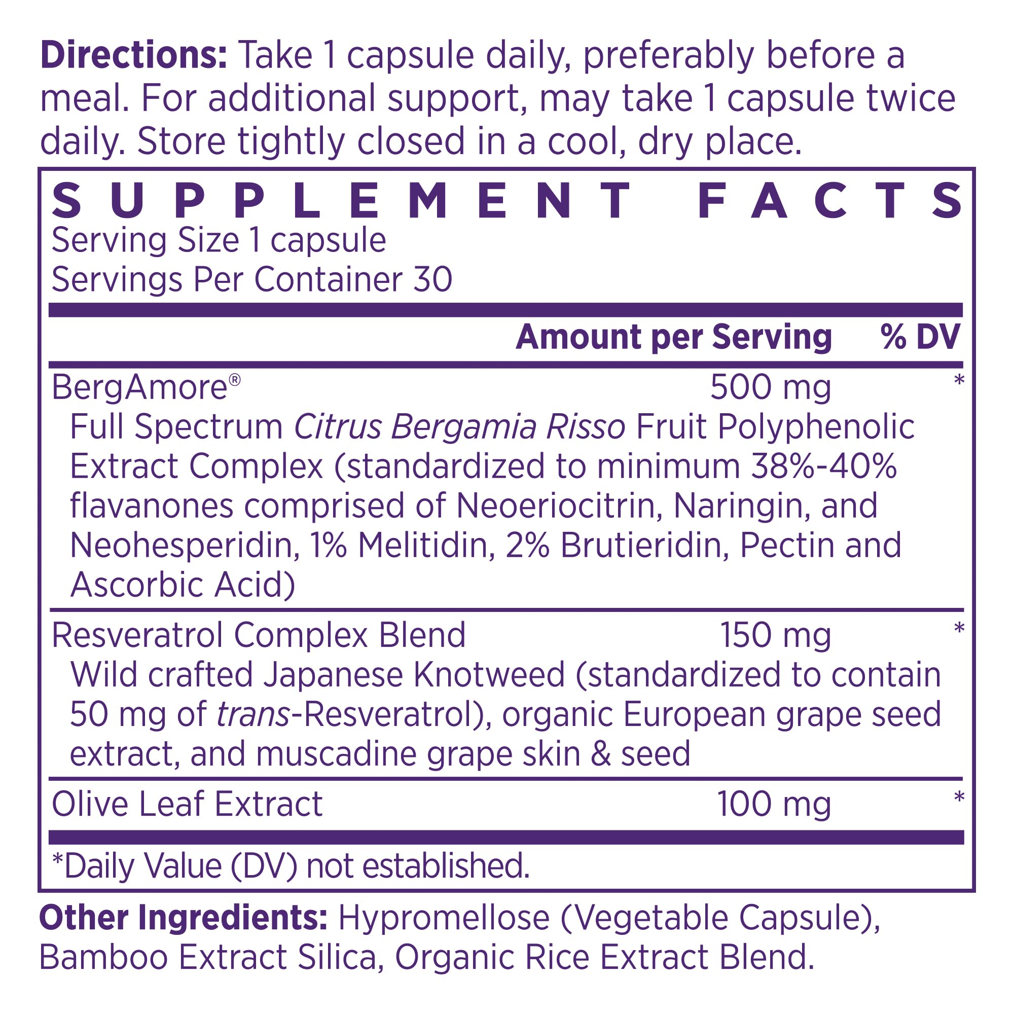 NAOMI Italian Citrus Bergamot 500mg with Resveratrol - Supports Healthy Cholesterol & Triglyceride Levels Already in Normal Range - Patented BergAmore® Extract, 7 Key Polyphenols, 30-Day Supply — Amazon image 2