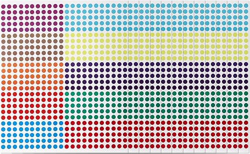 6600 unidades12 hojas de etiquetas redondas de codificación de colores de 14 de pulgada, calcomanías circulares de colores para escuela, oficina,