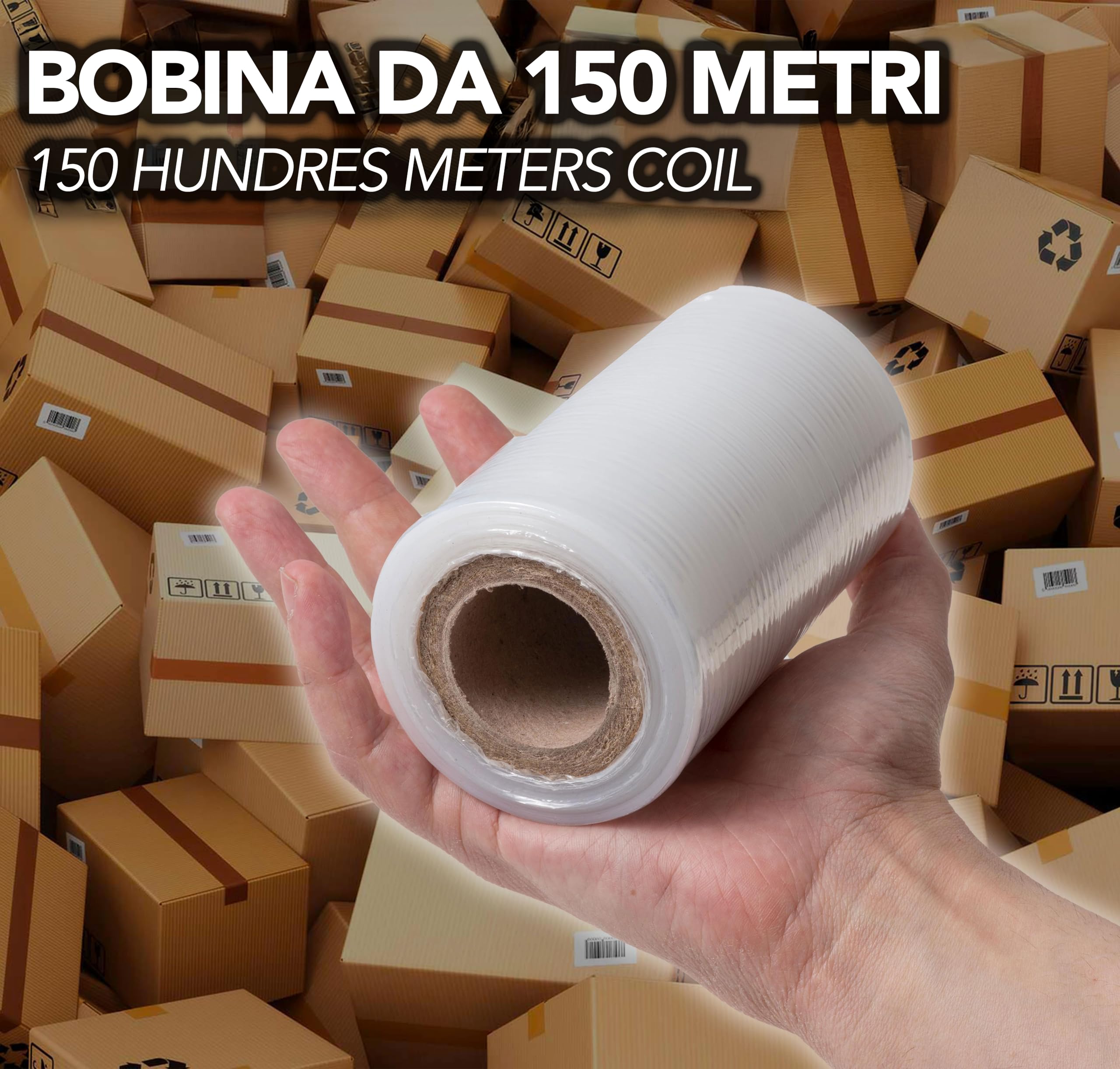 IPEA Película Estirable Transparente para Embalaje - 150 Metros x 12 cm - Made in Italy - Rollo película para Protección, Embalaje de Objetos en Transporte - Resistente al Desgarro