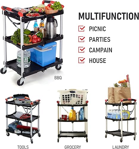 Miniatura 5 de Olympia Tools 410-007 Pack-N-Roll Carrito de servicio plegable de 150 libras, negrorojo