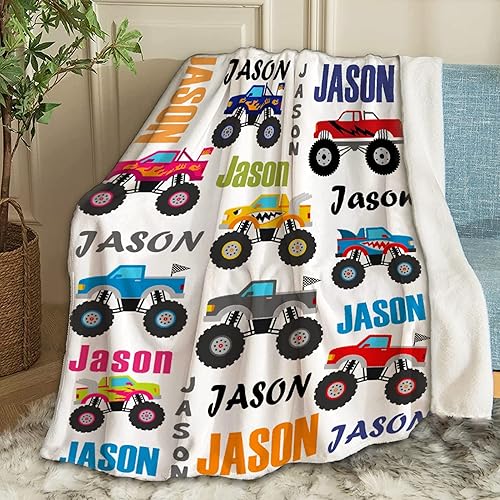 Miniatura 10 de Manta personalizada de construcción personalizada con camiones volquete para niños, niñas, niños, mantas de felpa súper suave, decoración para sofá,