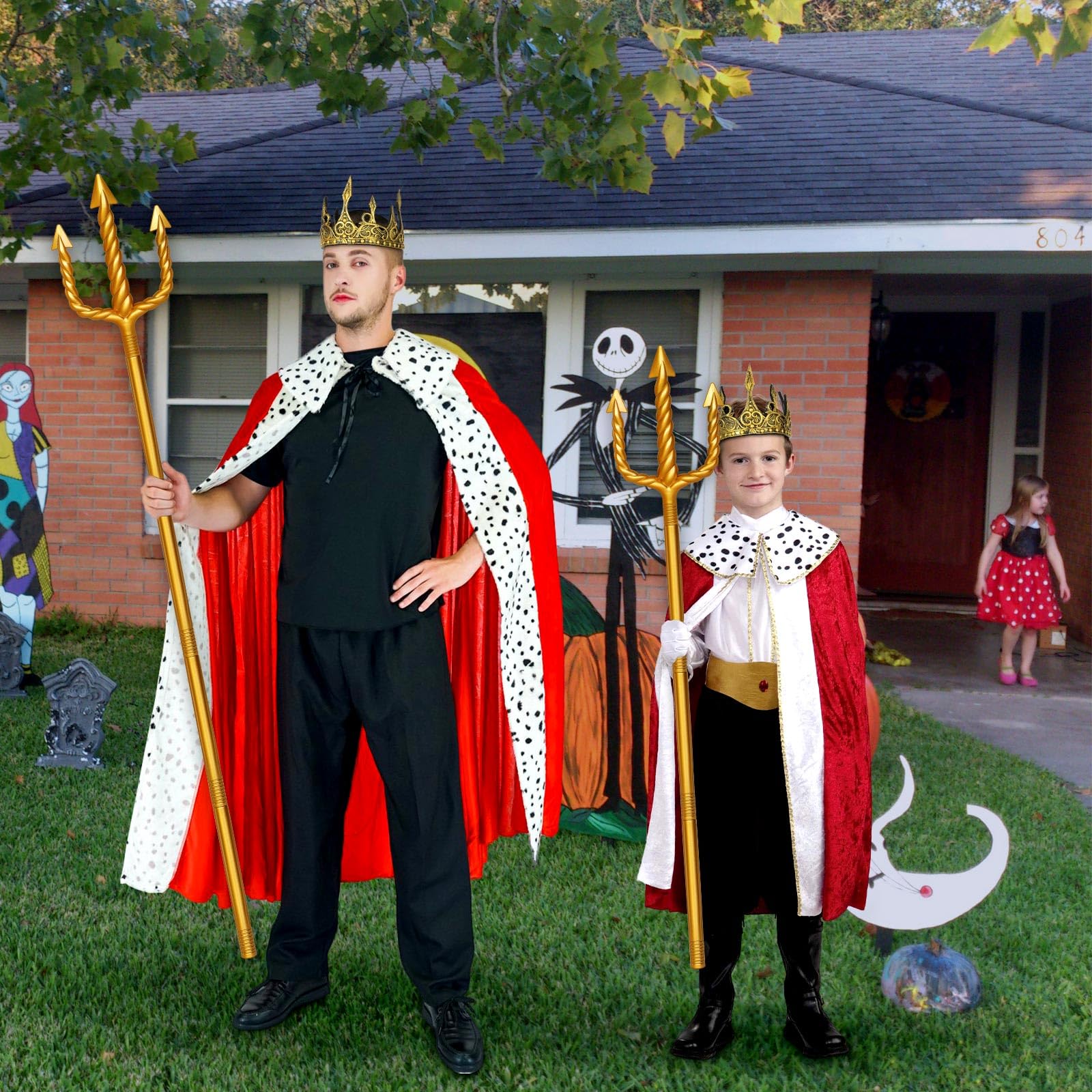Tanganan Nettuno Trizack del re Nettuno, accessorio per costume, costume da triplo coda dorato, per Halloween, Re, diavolo, costume da triplo con corona per adulti, vestito, costume da cosplay