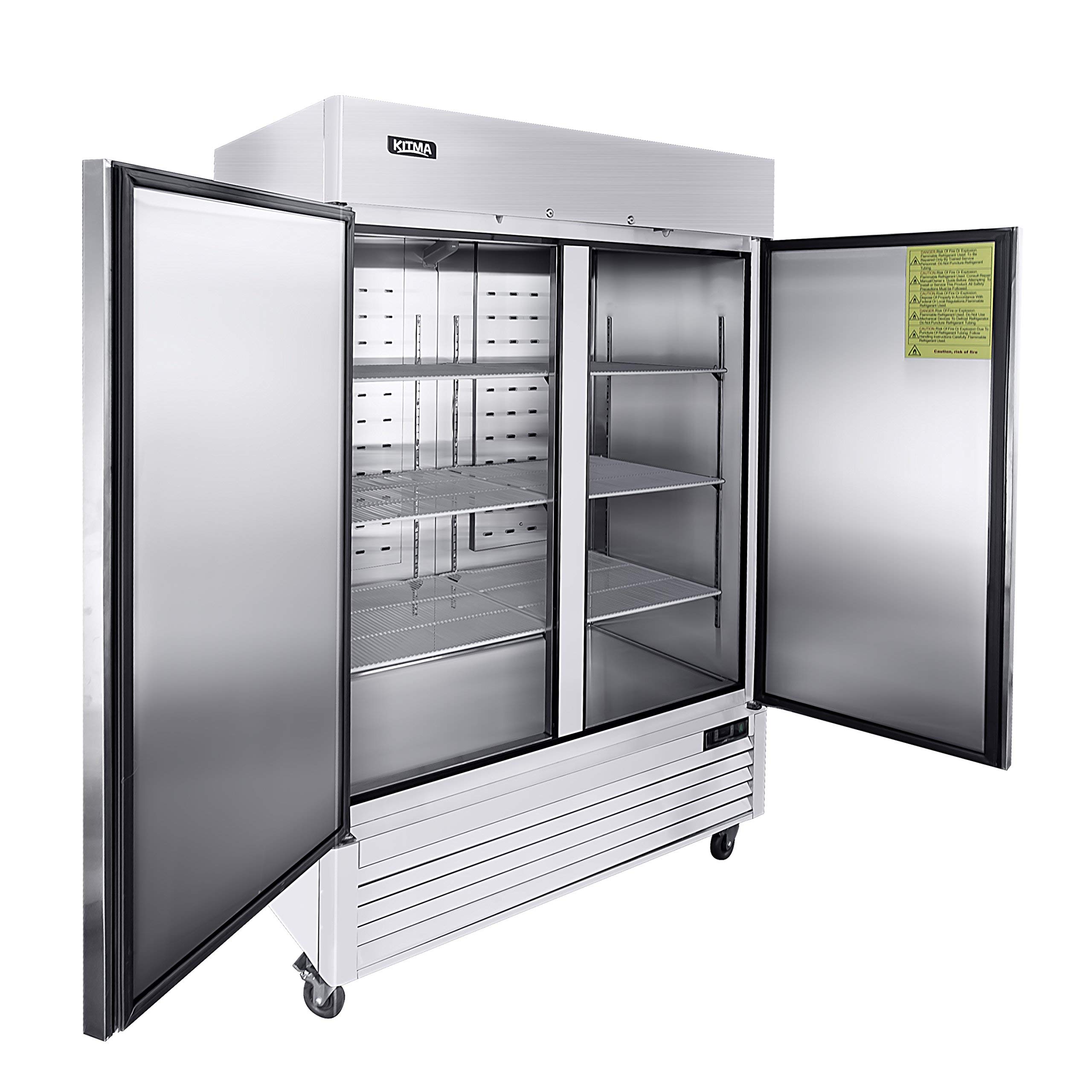 Upgraded 54" Two Section Solid Door Reachin Commercial Refrigerator KITMA 49 cu. ft Side by
