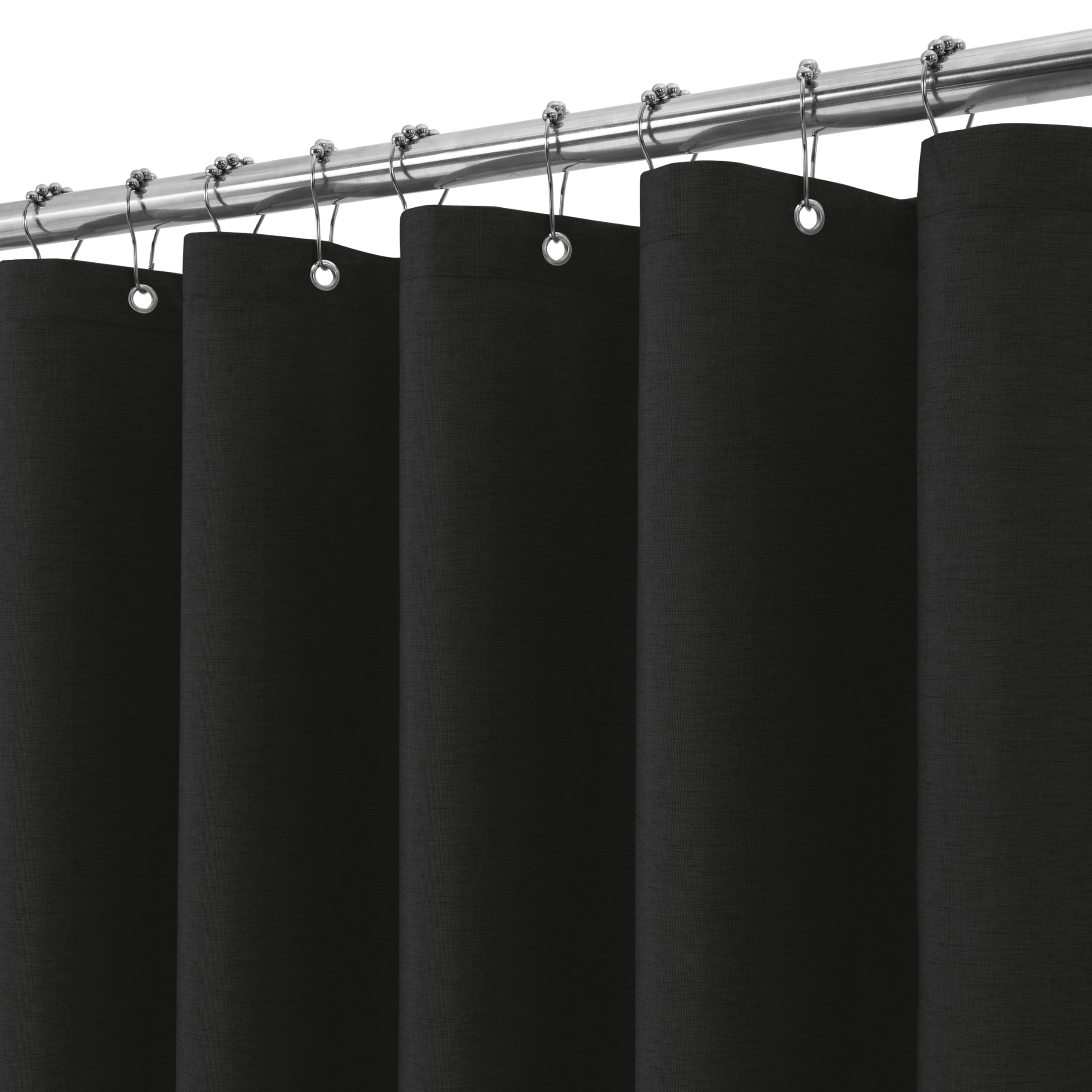 VANZAVANZU Duschvorhang mit Metall Duschvorhangringe Stoff Textil Badewannenvorhang Anti Schimmel Bad Vorhang Set Wasserdicht Badewanne Vorhang Schwerer Shower Curtain Badezimmer