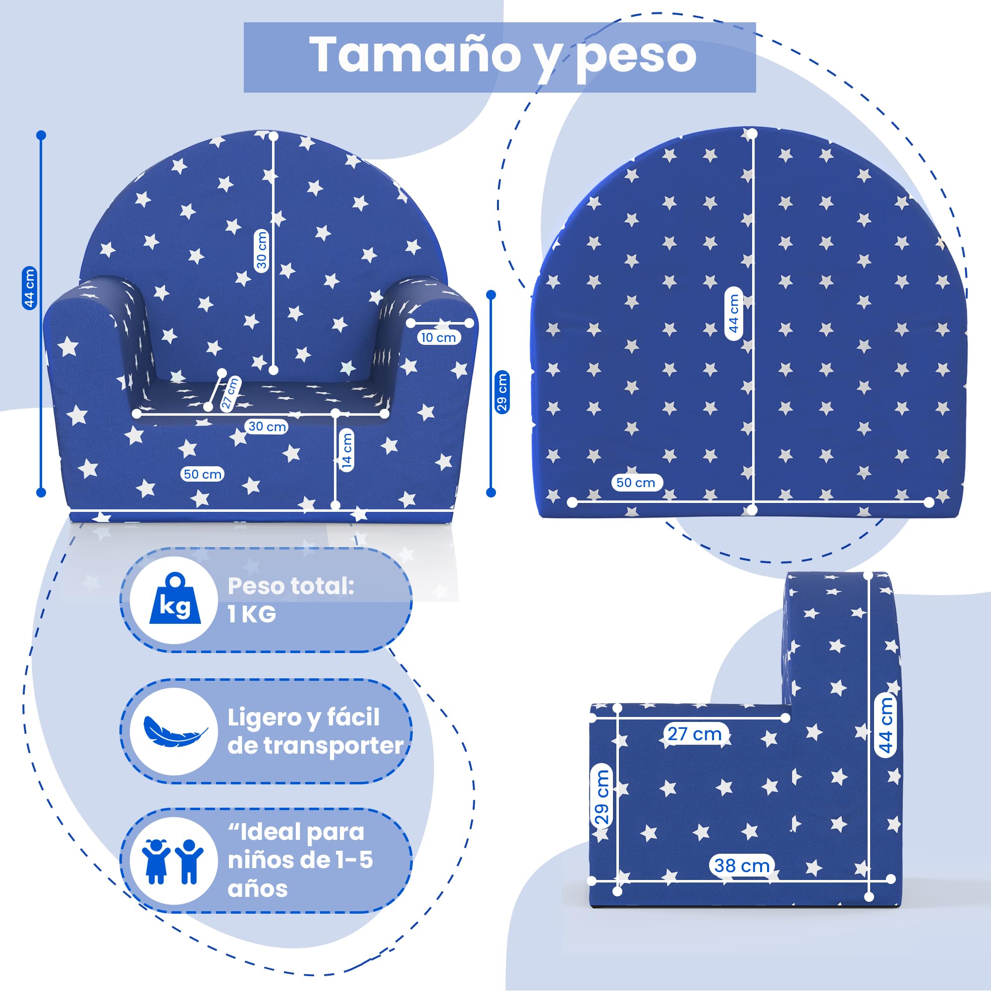 TEHORNEO Sillon Bebe, Sillon Infantil 50x44x38cm, Sillon Bebe 1 - 2 años, Sofá Infantil, Sillones Infantiles, Sofa Bebe, Sillón Infantil, Sofa para Niños, Sofa Niños, Sillon Niño, Sofa Infantil