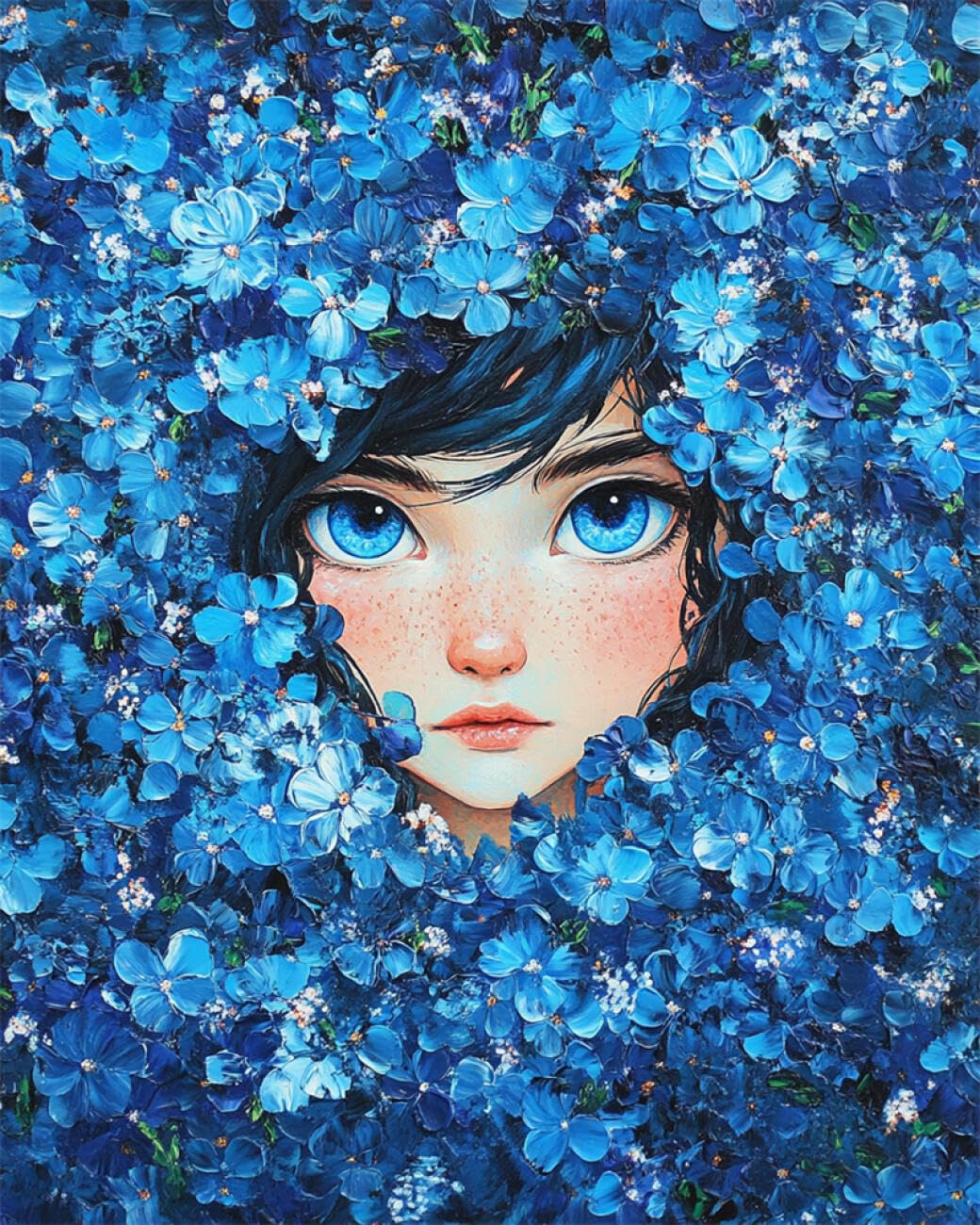AMBATTERY DIY Bead Embroidery Kit Cartoon Girls and Flowers Bead Embroidery Kit for Adults Needlepoint Tapestry Set Beaded Stitching 60x80cm