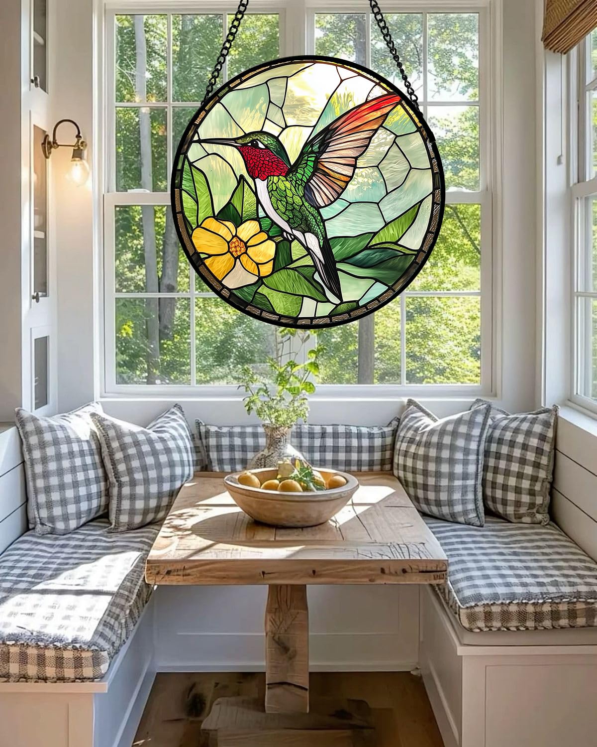 Buntglas-Fensterbehang, grüner Kolibri-Sonnenfänger für Tür, Heimdekoration, Vogel-Sonnenfänger, Weihnachten, Muttertag, Geburtstag, Geschenke für Vogelliebhaber, Frauen, Männer, Mutter und