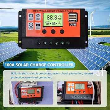 100A MPPT Solar Panel Regulator Charge Controller Auto Focus Tracking 12/24V
